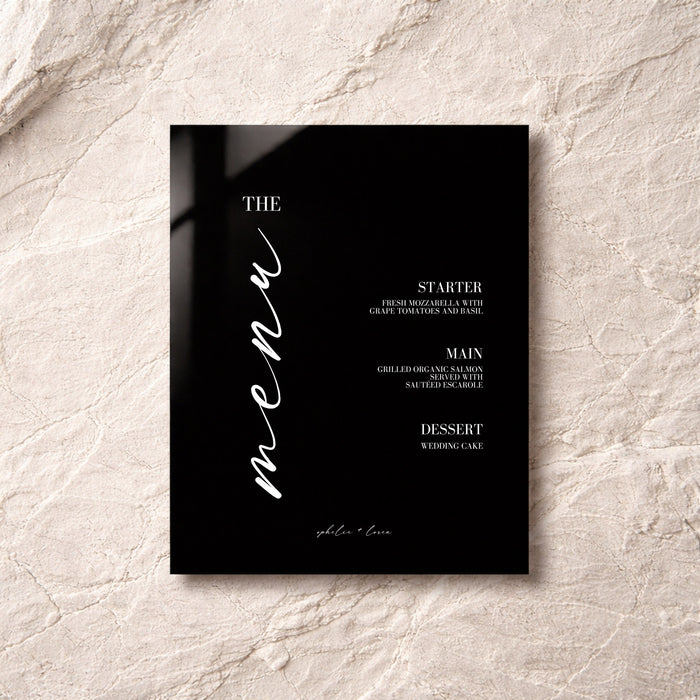 Aria Collection Acrylic Wedding Menu Sign