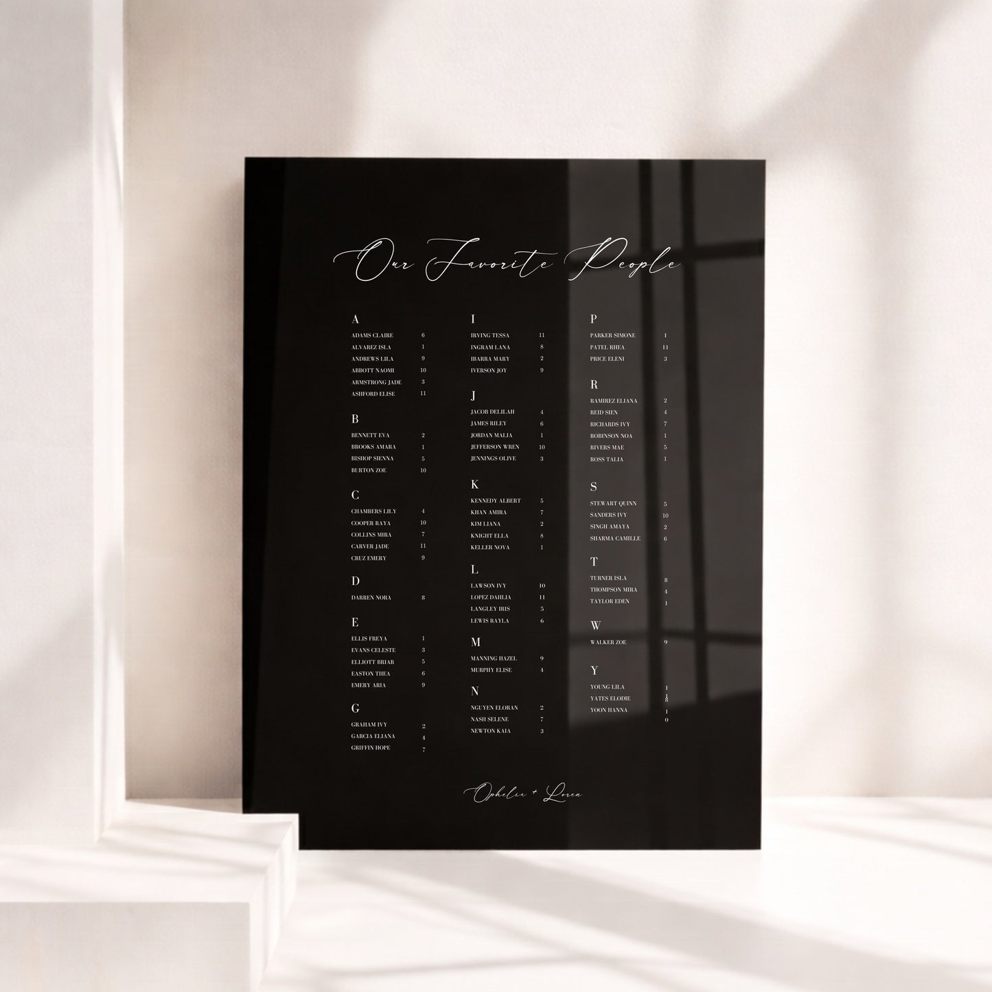 Aria Collection Acrylic Wedding Seating Chart Sign