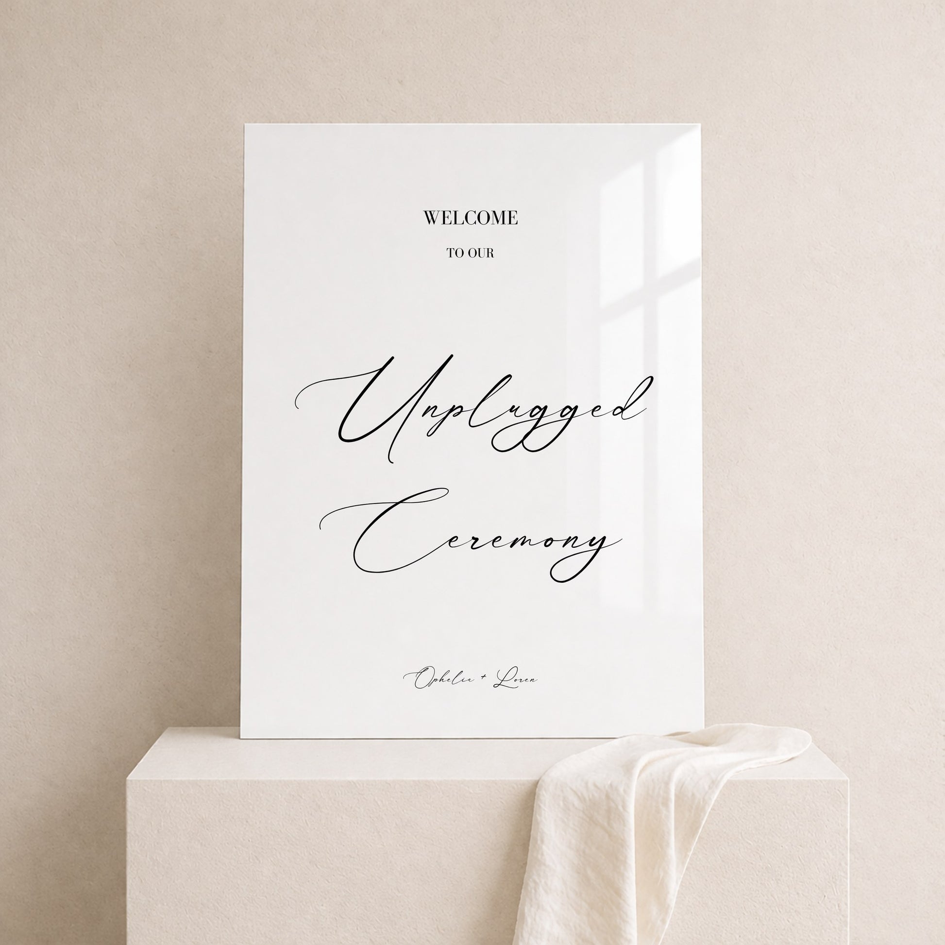 Aria Collection Acrylic Wedding Unplugged Ceremony Sign