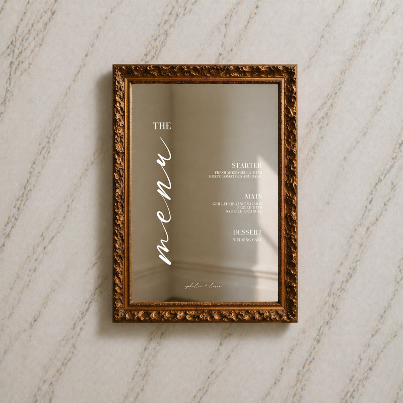 Aria Collection Decal Wedding Menu Sign