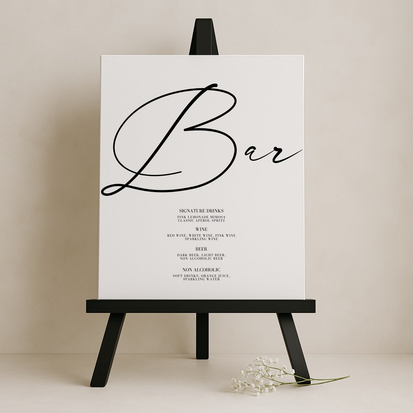 Aria Collection Gatorboard Wedding Bar & Drinks Sign
