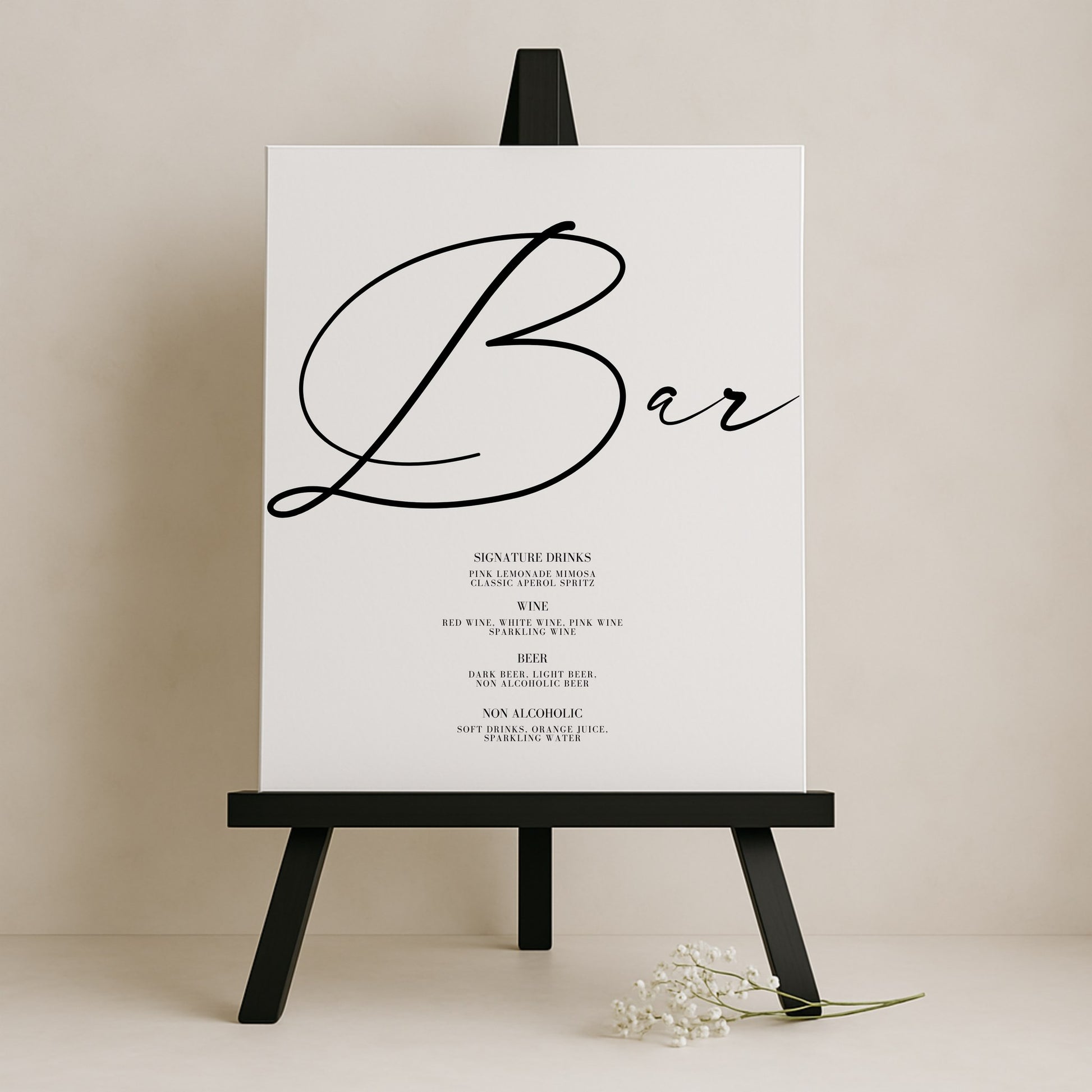 Aria Collection Gatorboard Wedding Bar & Drinks Sign