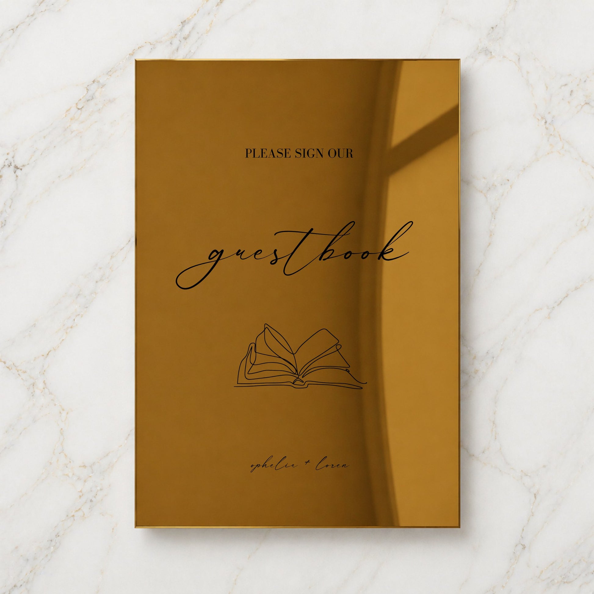 Aria Collection Gold Mirror Wedding Guestbook Sign