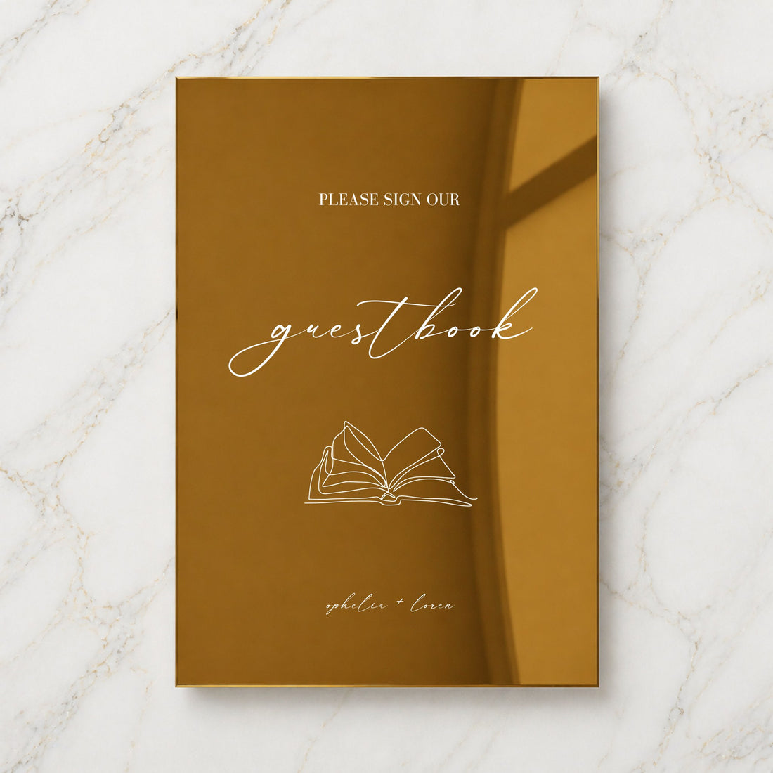 Aria Collection Gold Mirror Wedding Guestbook Sign