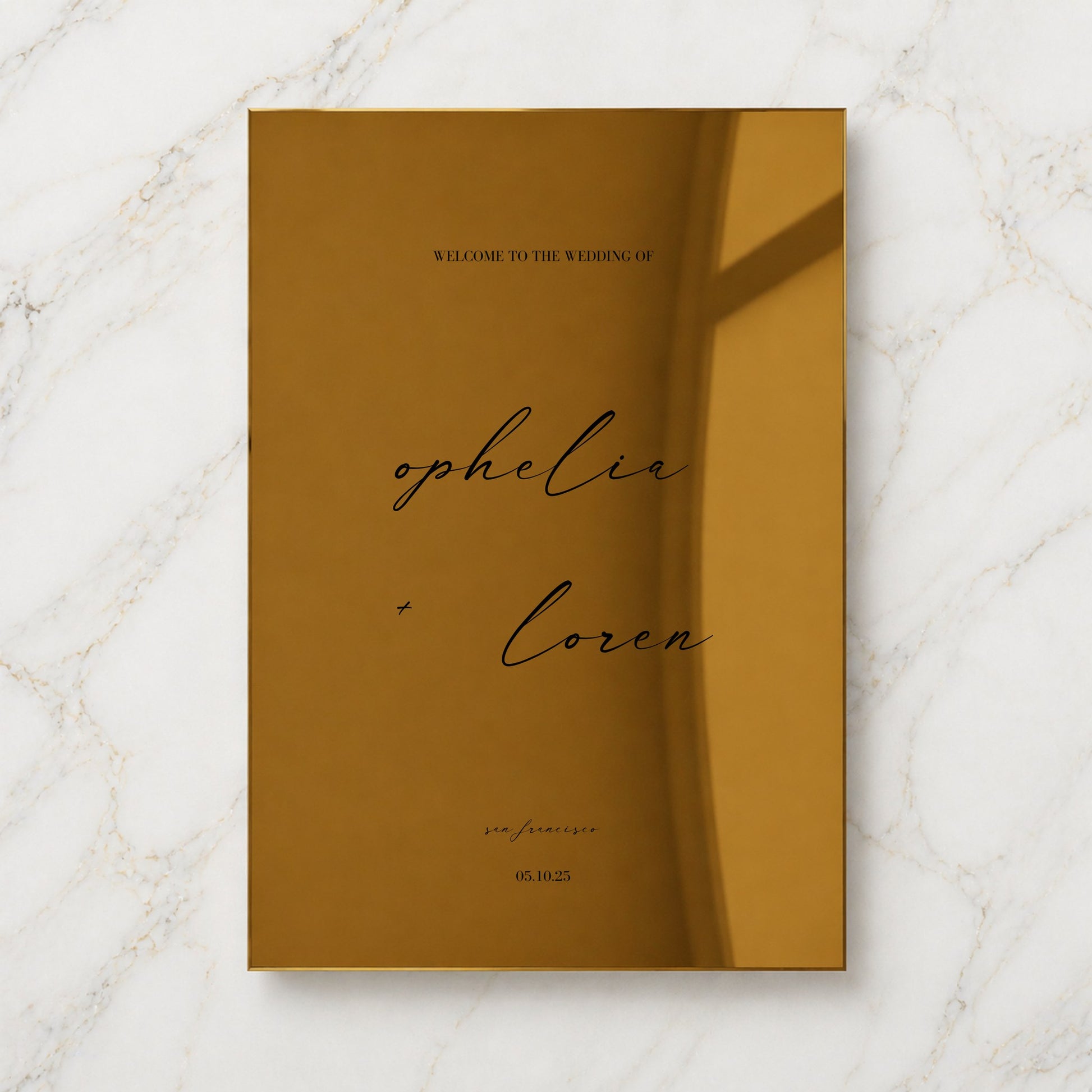 Aria Collection Gold Mirror Wedding Welcome Sign