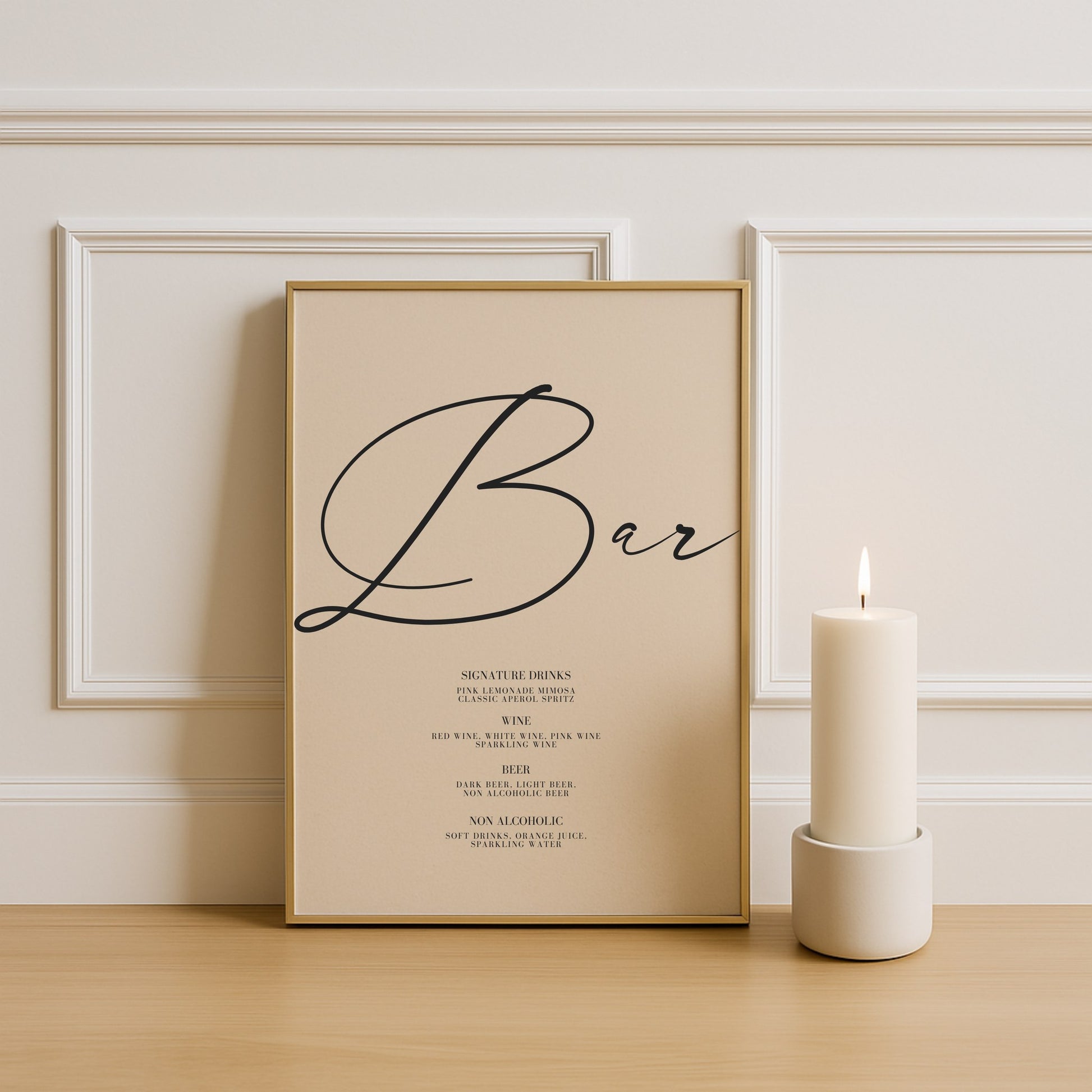Aria Collection Poster Wedding Bar & Drinks Sign
