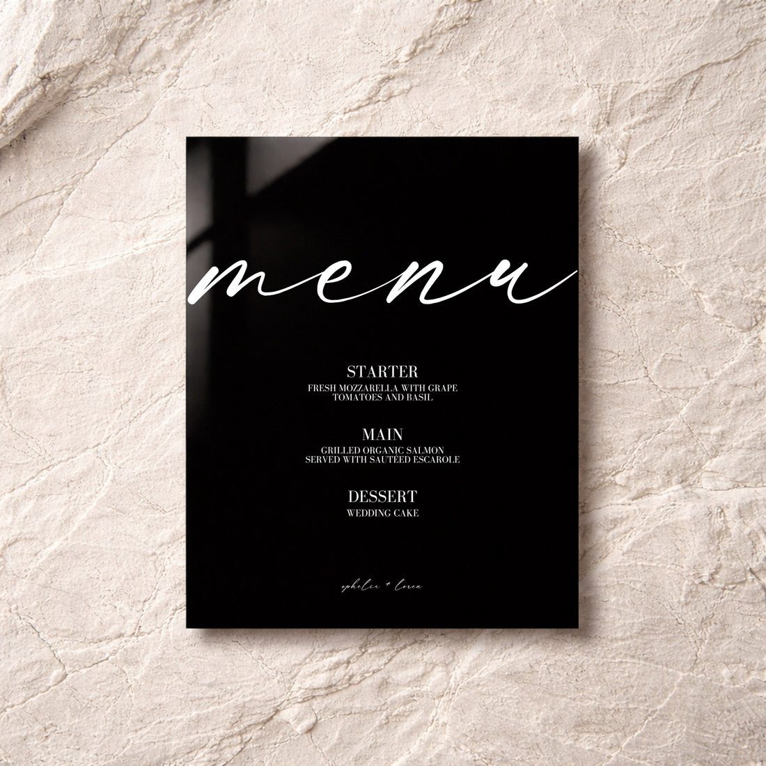 Aria Collection Acrylic Wedding Menu Sign
