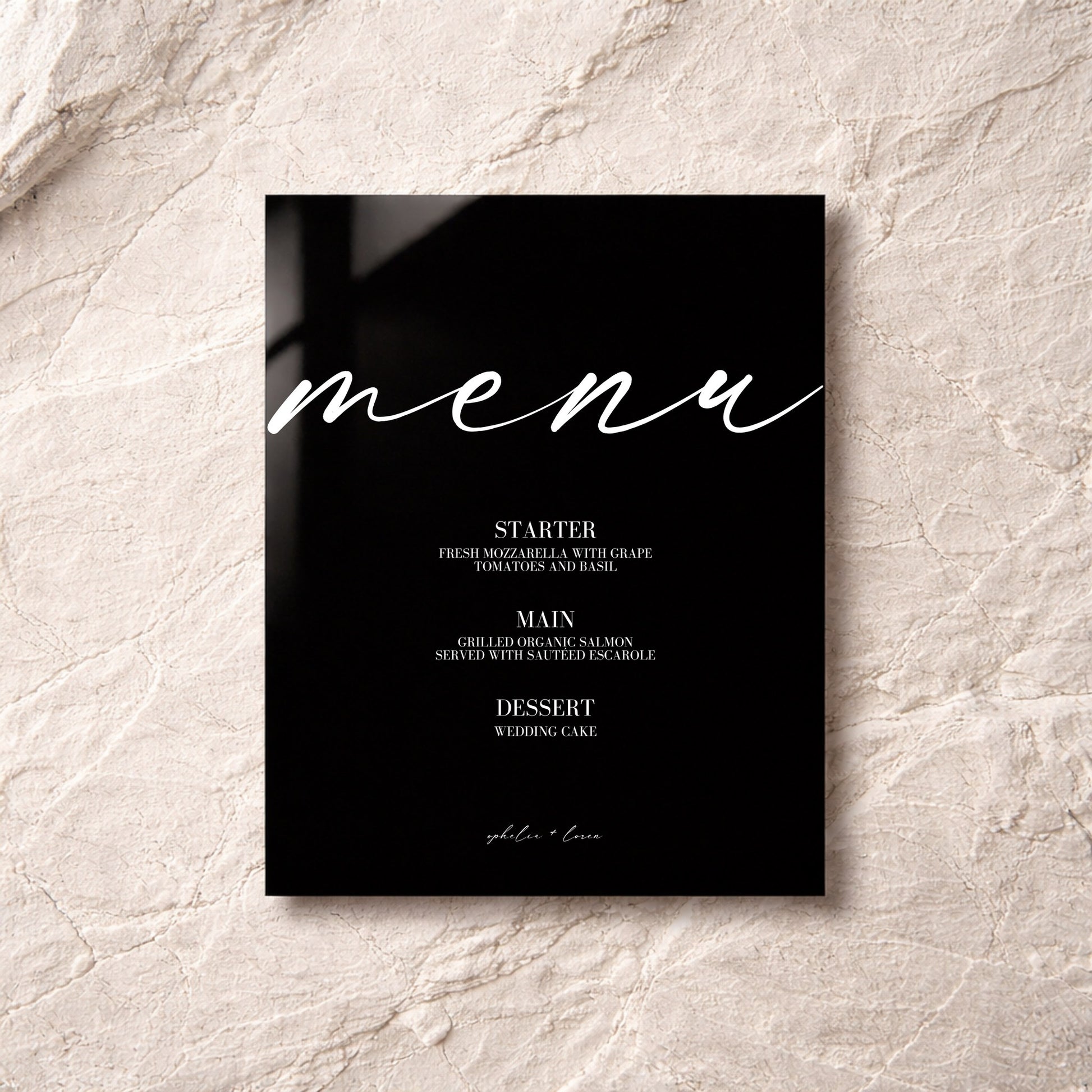 Aria Collection Acrylic Wedding Menu Sign