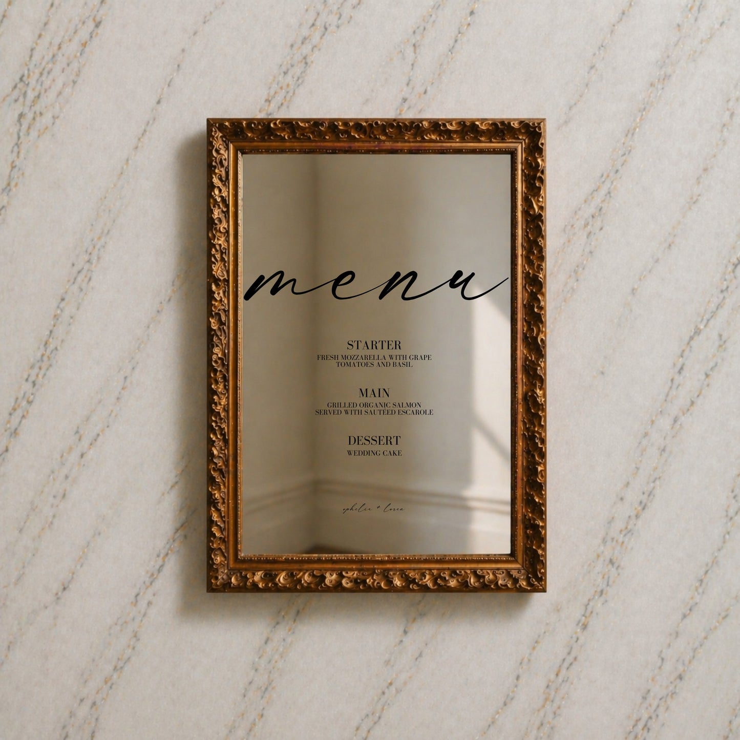 Aria Collection Decal Wedding Menu Sign