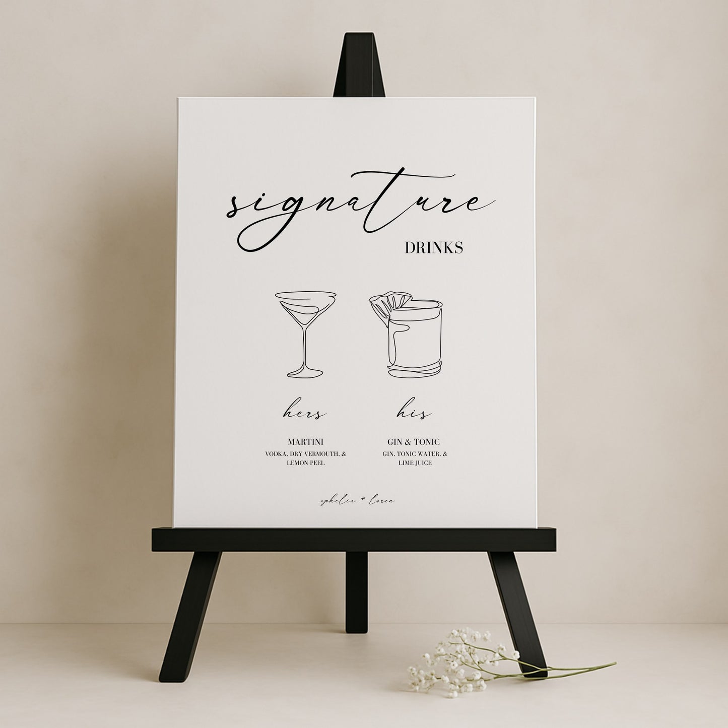 Aria Collection Gatorboard Wedding Bar & Drinks Sign