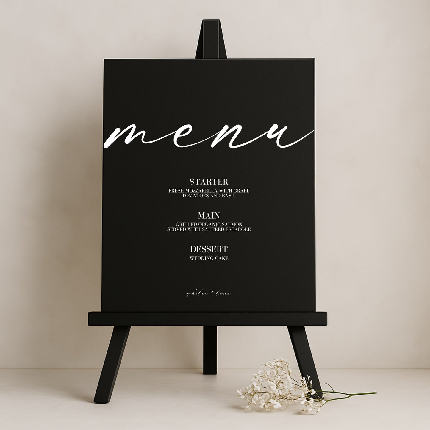 Aria Collection Gatorboard Wedding Menu Sign