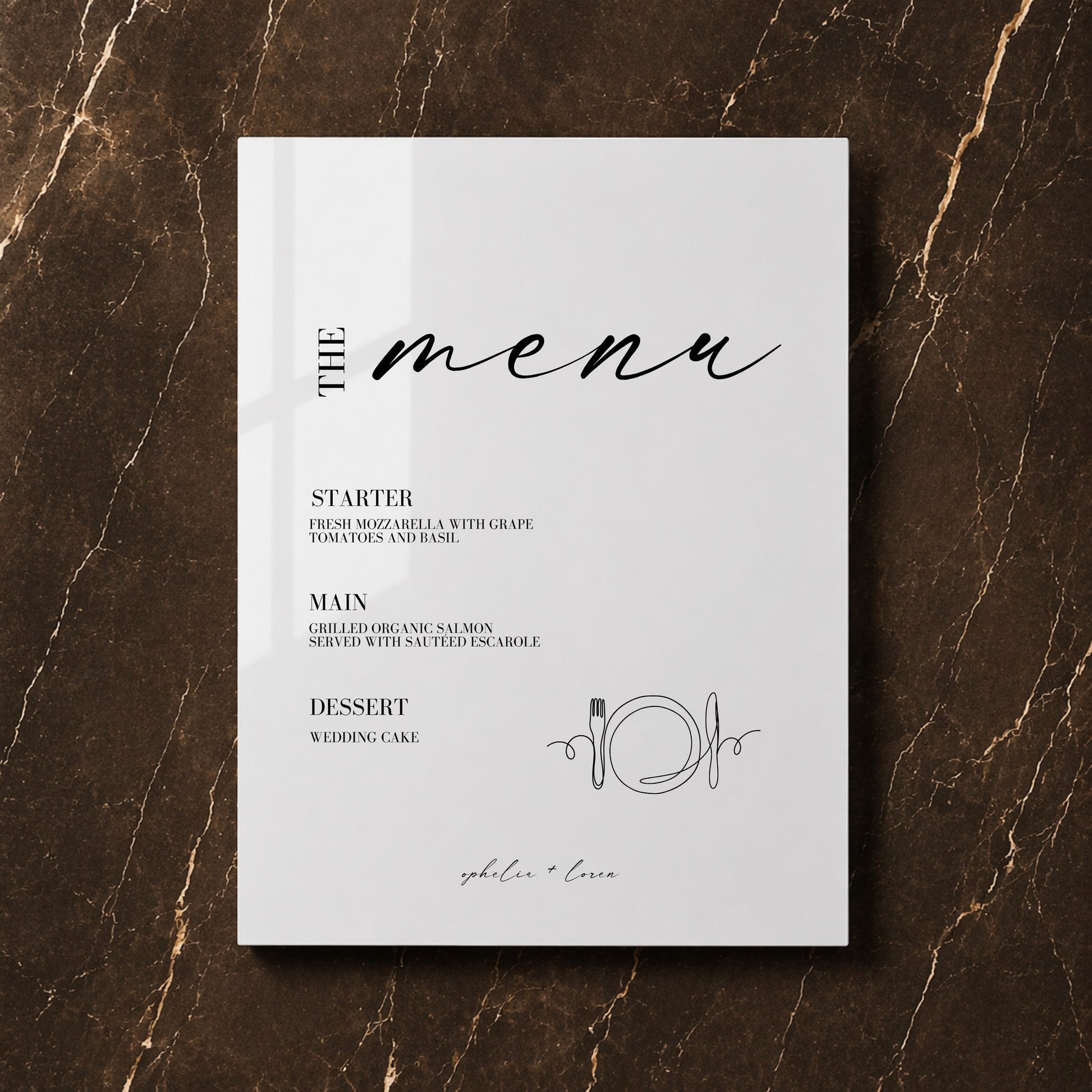 Aria Collection Acrylic Wedding Menu Sign