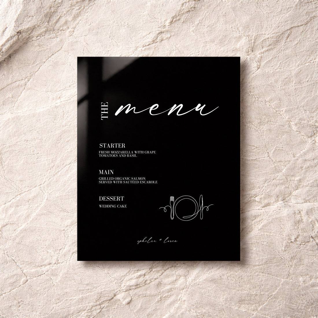 Aria Collection Acrylic Wedding Menu Sign