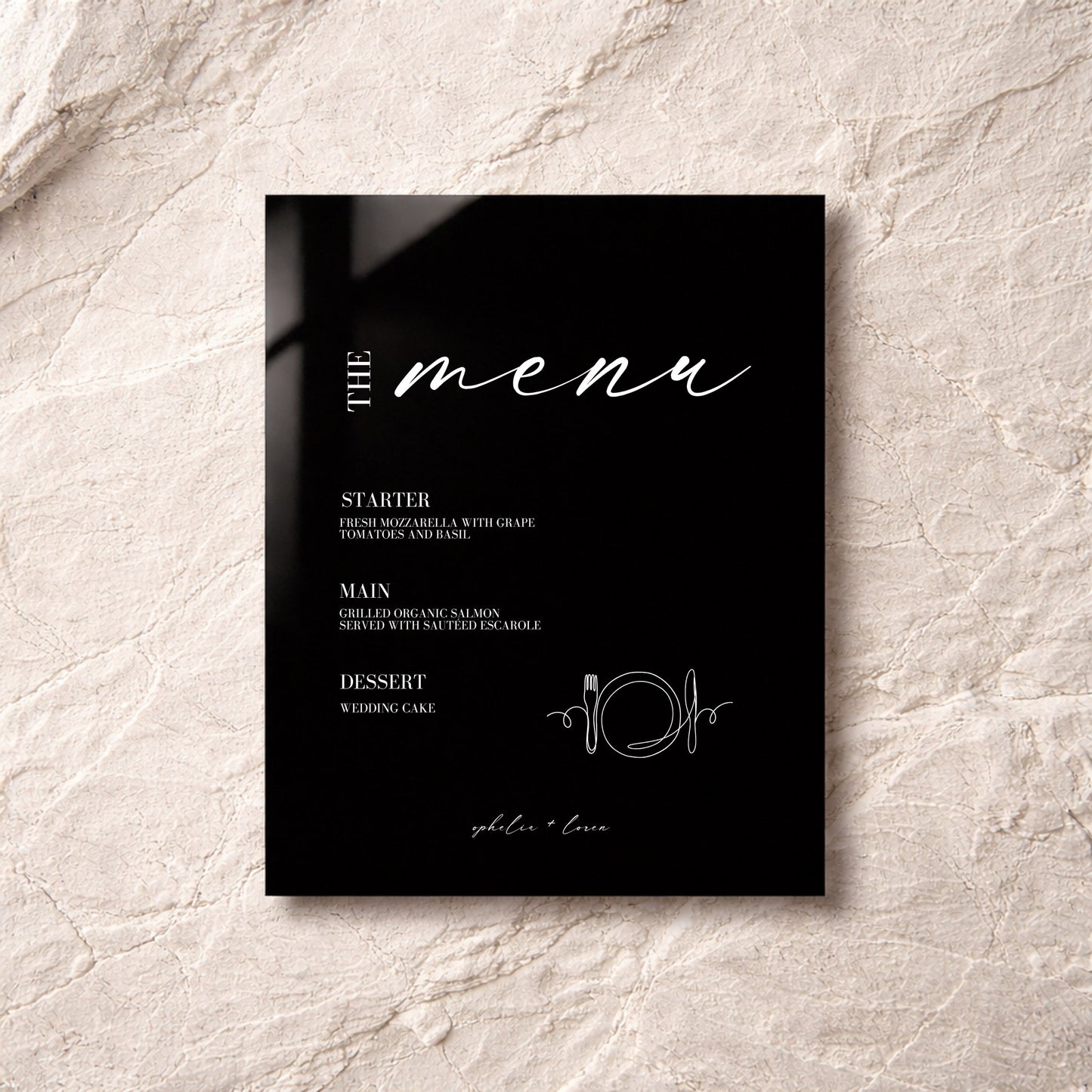 Aria Collection Acrylic Wedding Menu Sign