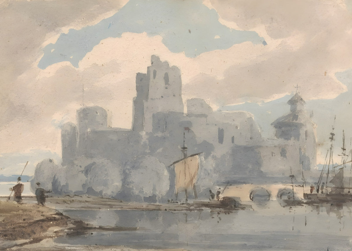 Castle by the Water, vintage wall art print