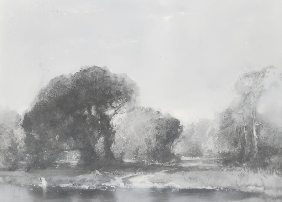 Charcoal Tree Landscape, vintage wall art print