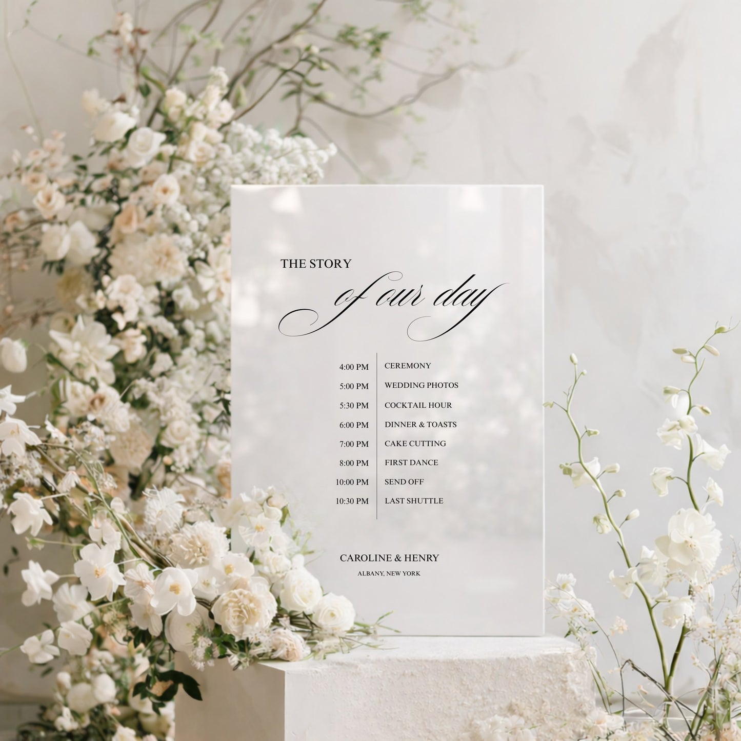 Florence Collection Acrylic Wedding Order of Events Sign