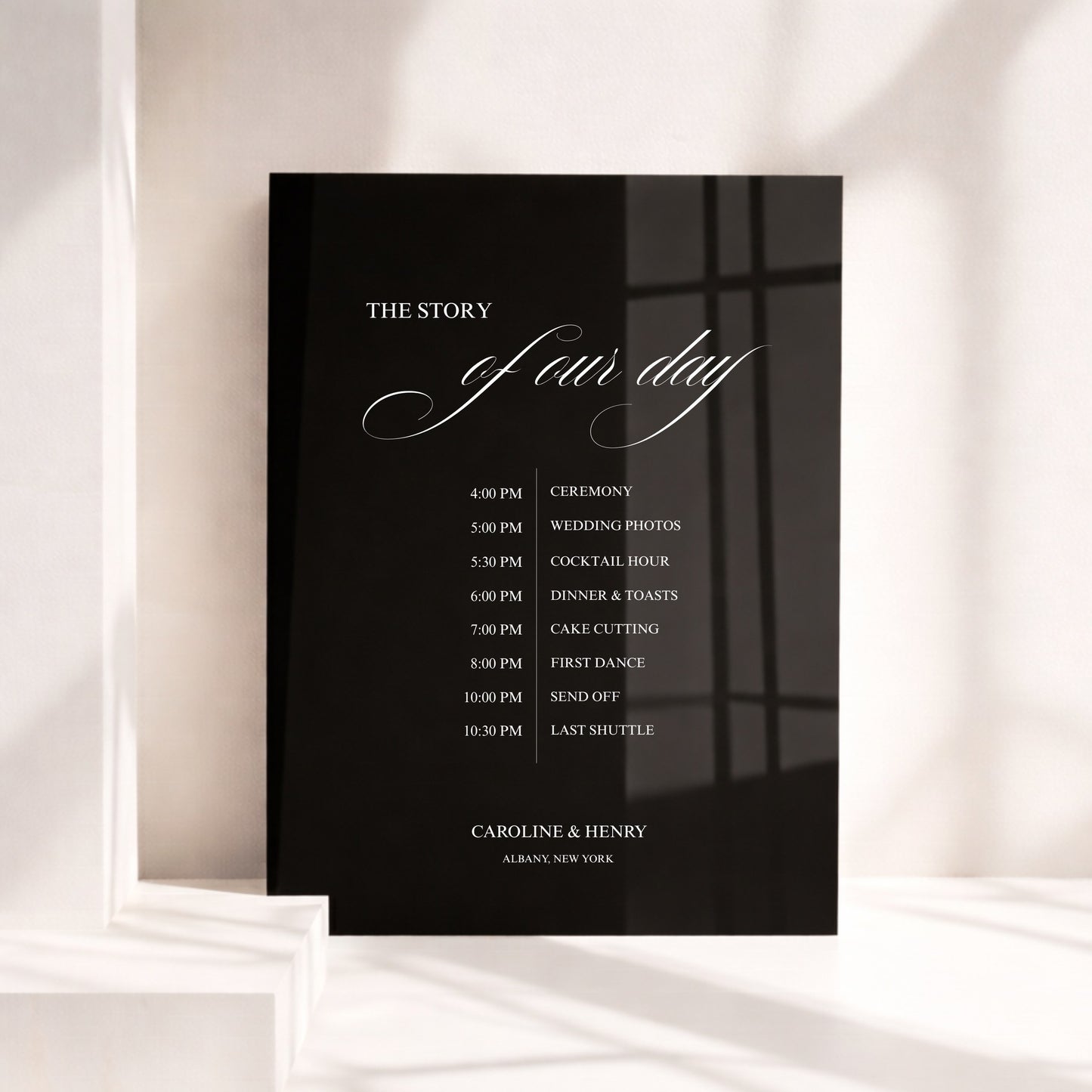 Florence Collection Acrylic Wedding Order of Events Sign