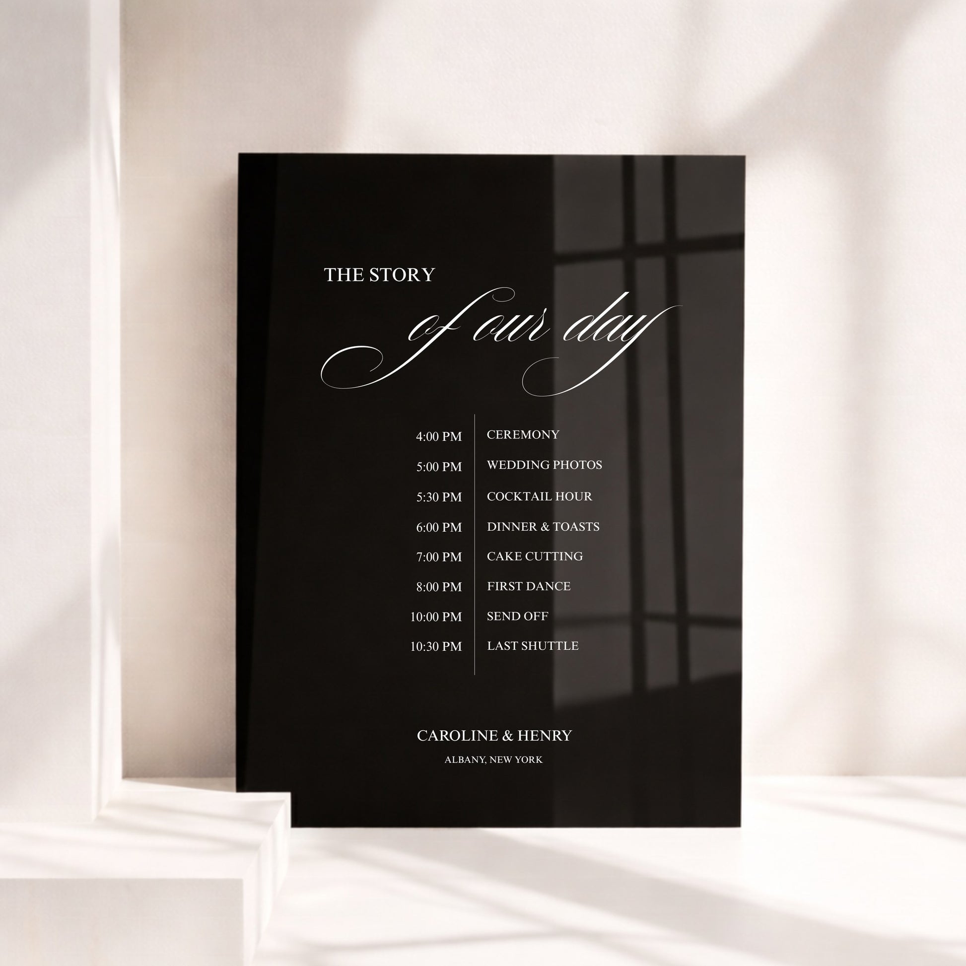 Florence Collection Acrylic Wedding Order of Events Sign