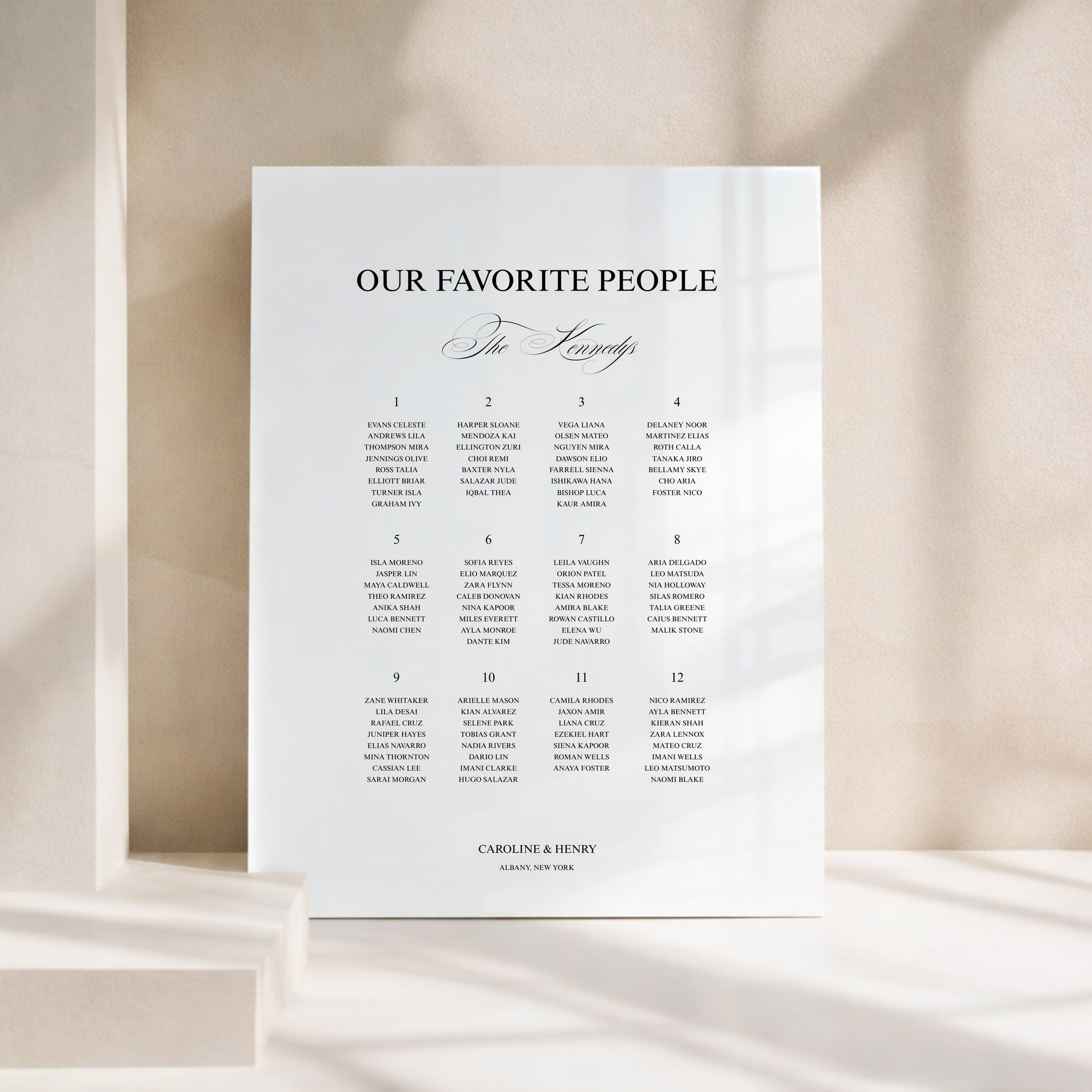Florence Collection Acrylic Wedding Seating Chart Sign