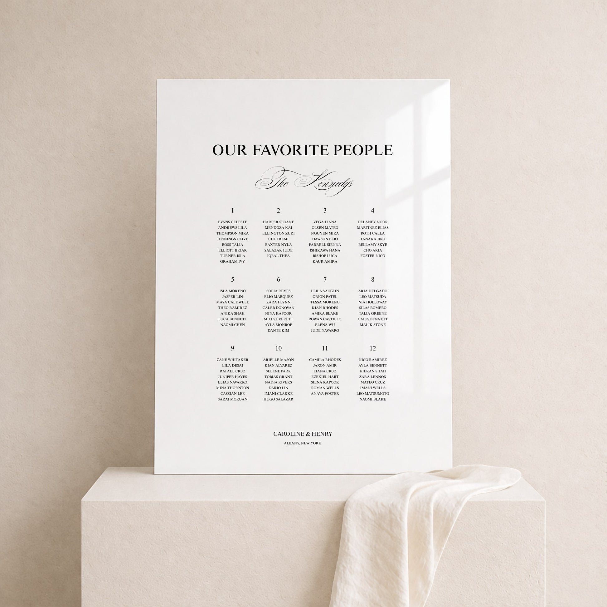 Florence Collection Acrylic Wedding Seating Chart Sign