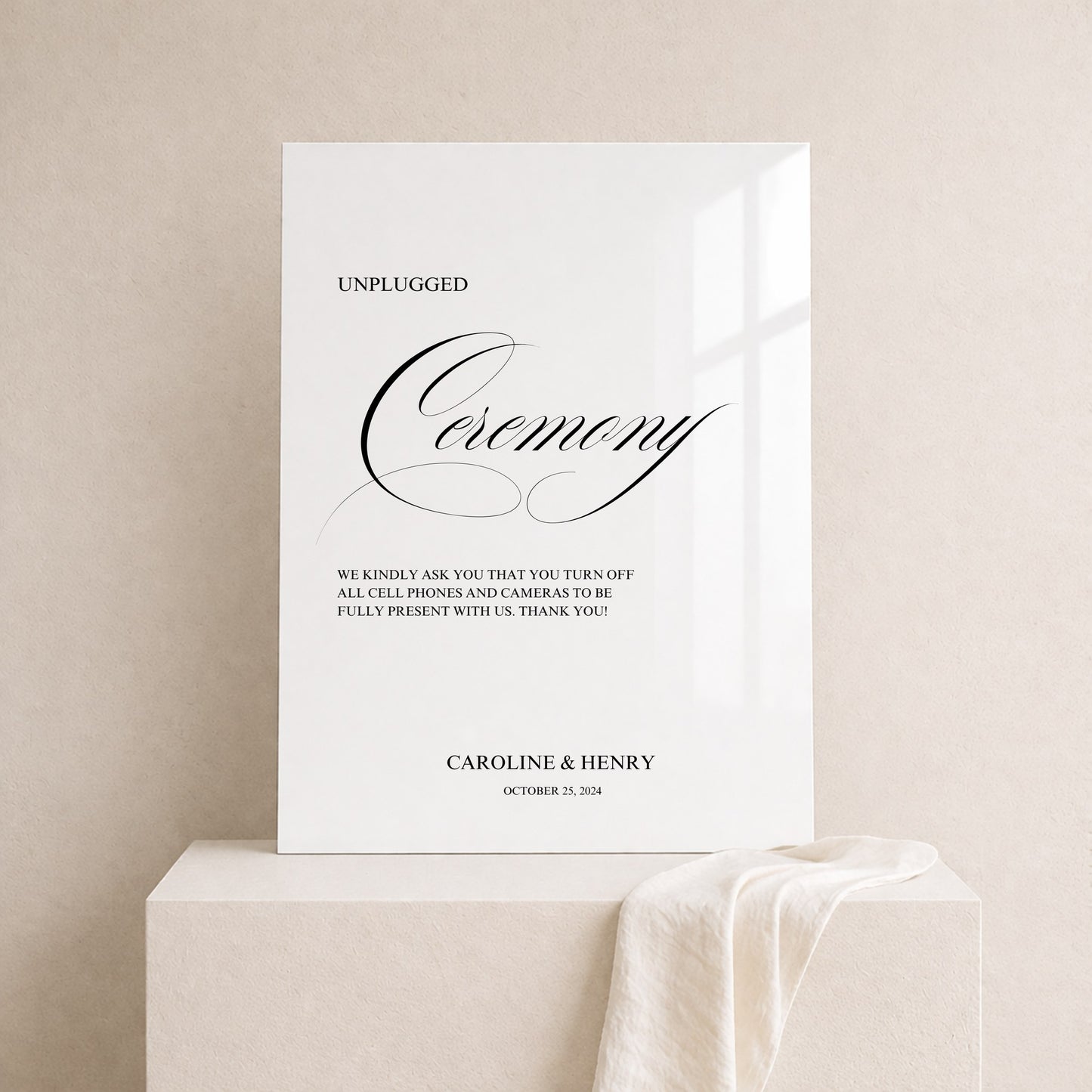 Florence Collection Acrylic Wedding Unplugged Ceremony Sign