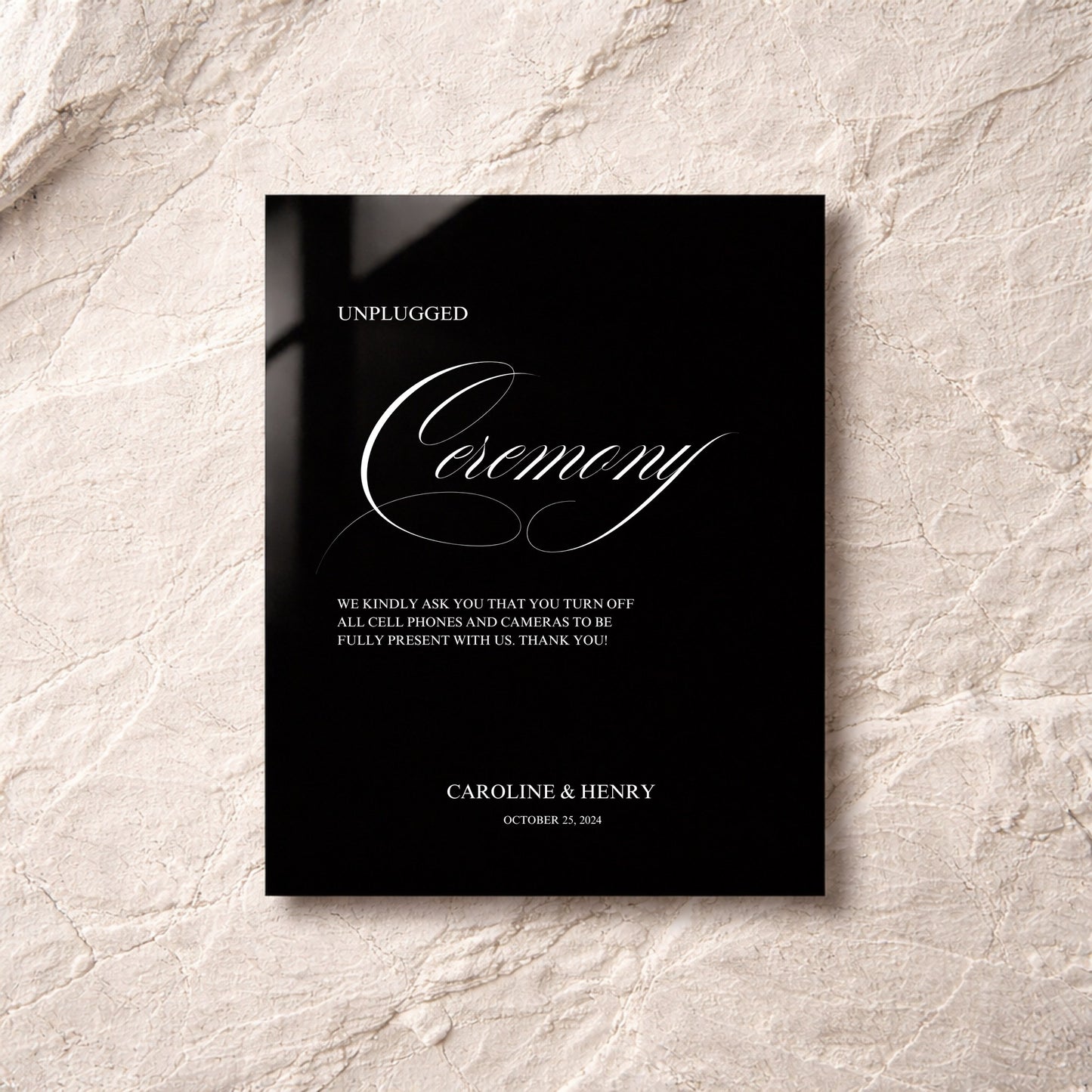 Florence Collection Acrylic Wedding Unplugged Ceremony Sign