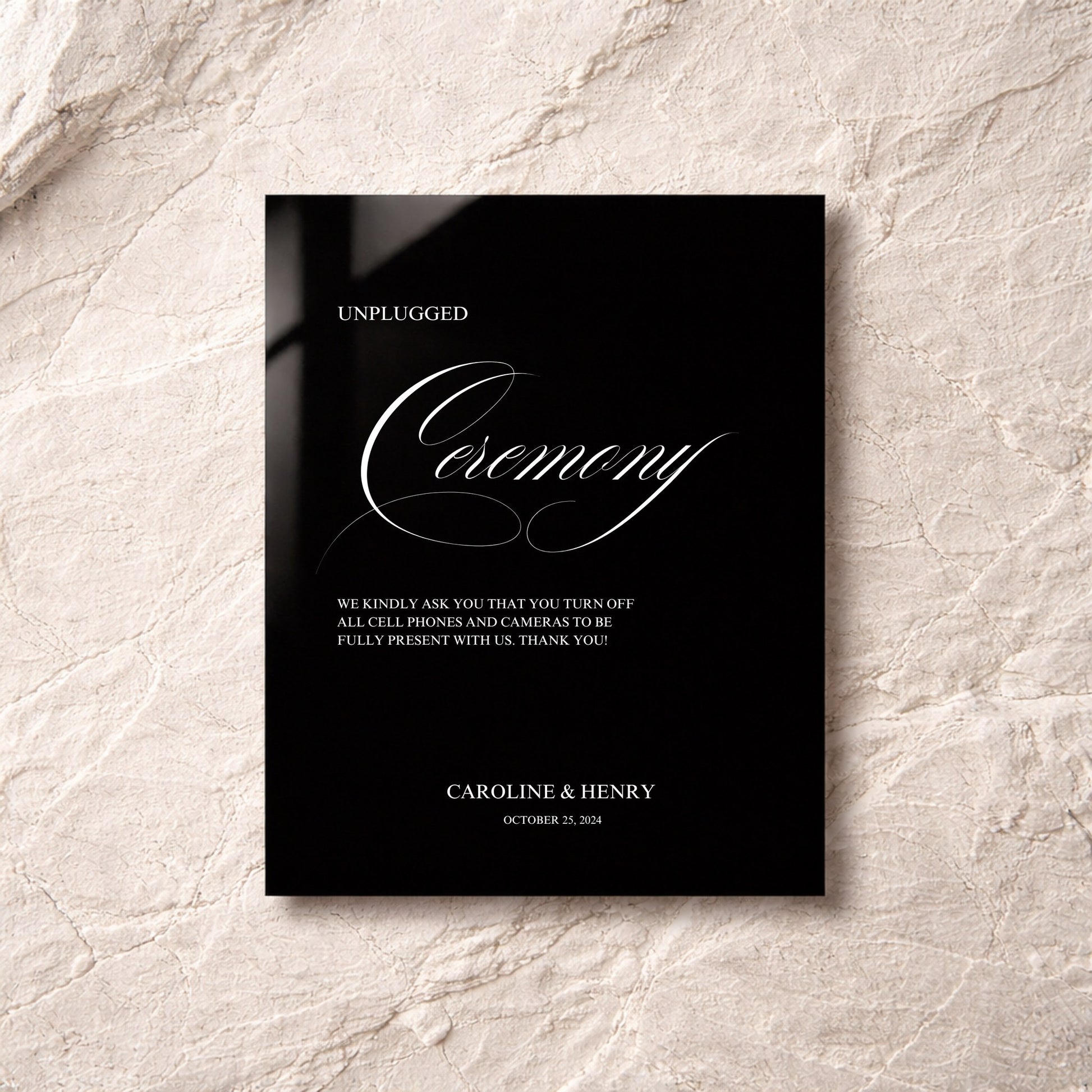 Florence Collection Acrylic Wedding Unplugged Ceremony Sign