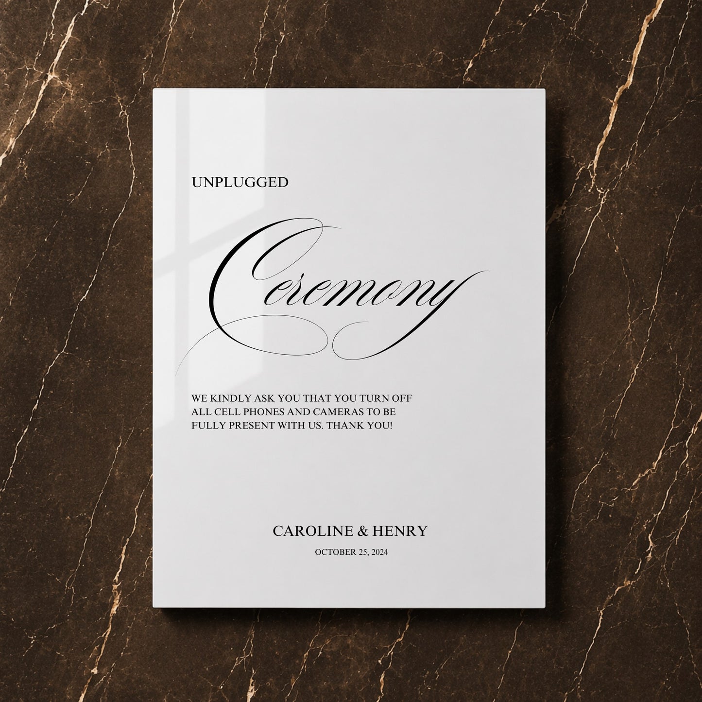Florence Collection Acrylic Wedding Unplugged Ceremony Sign