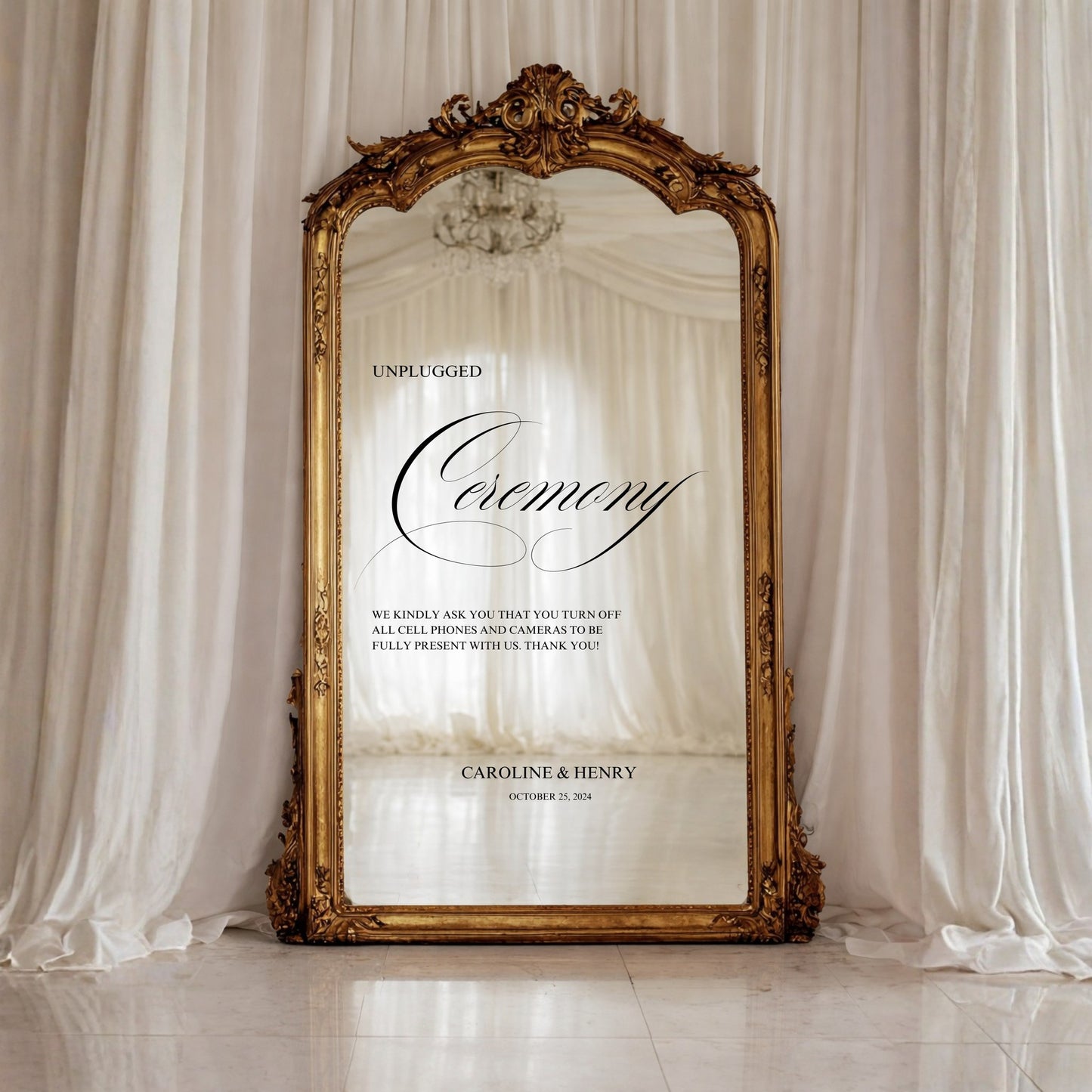 Florence Collection Decal Wedding Unplugged Ceremony Sign
