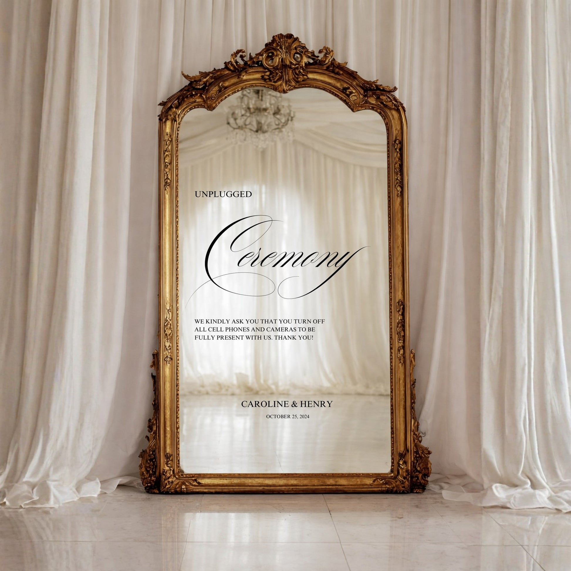 Florence Collection Decal Wedding Unplugged Ceremony Sign