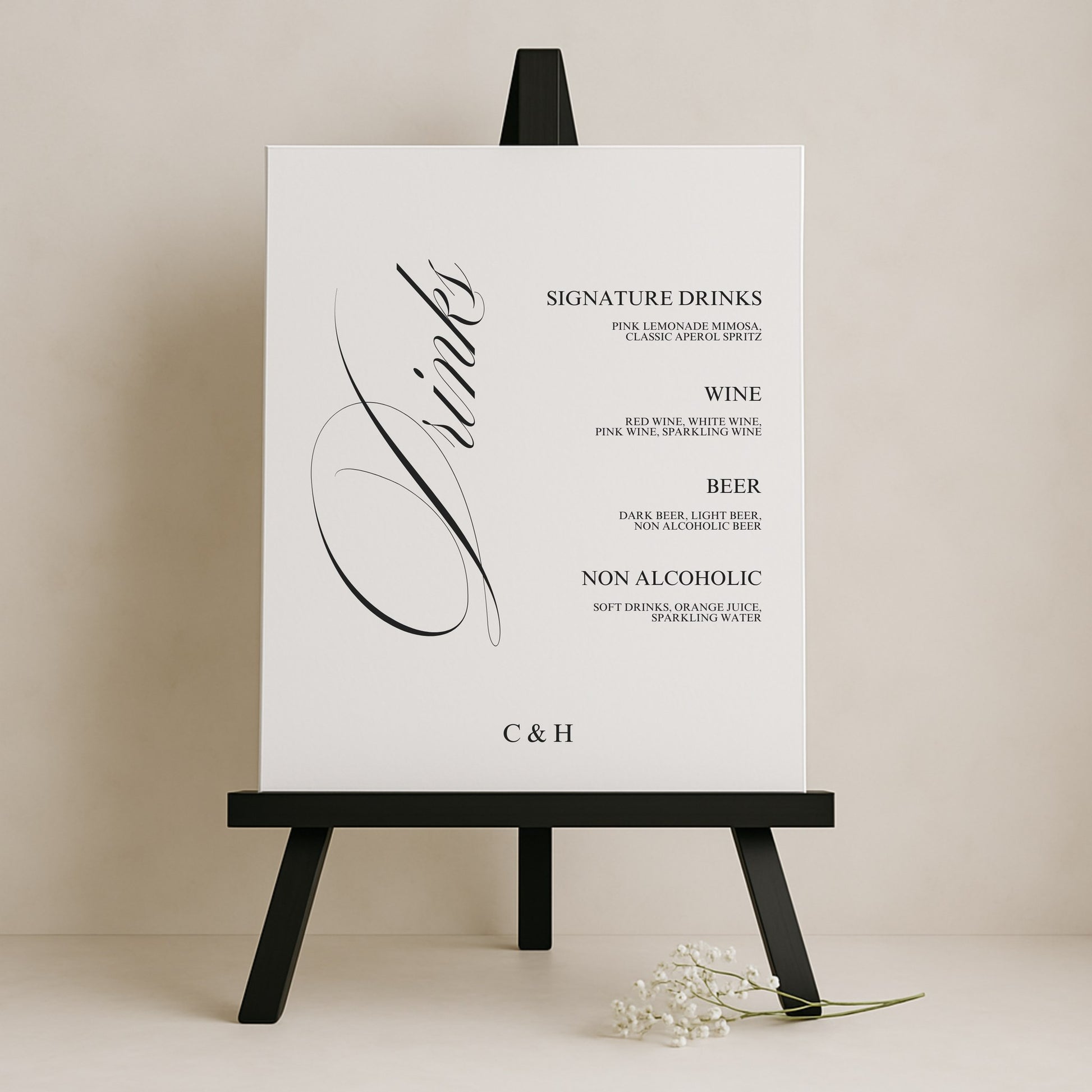 Florence Collection Gatorboard Wedding Bar & Drinks Sign