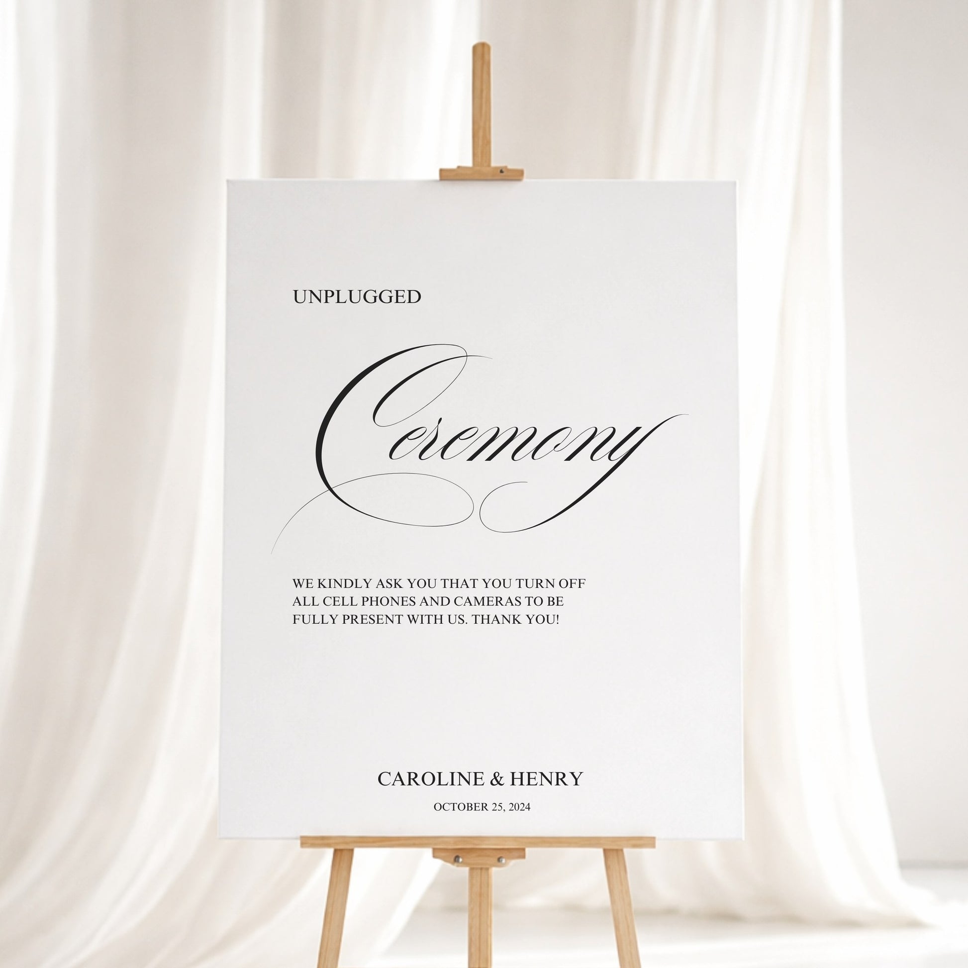 Florence Collection Gatorboard Wedding Unplugged Ceremony Sign