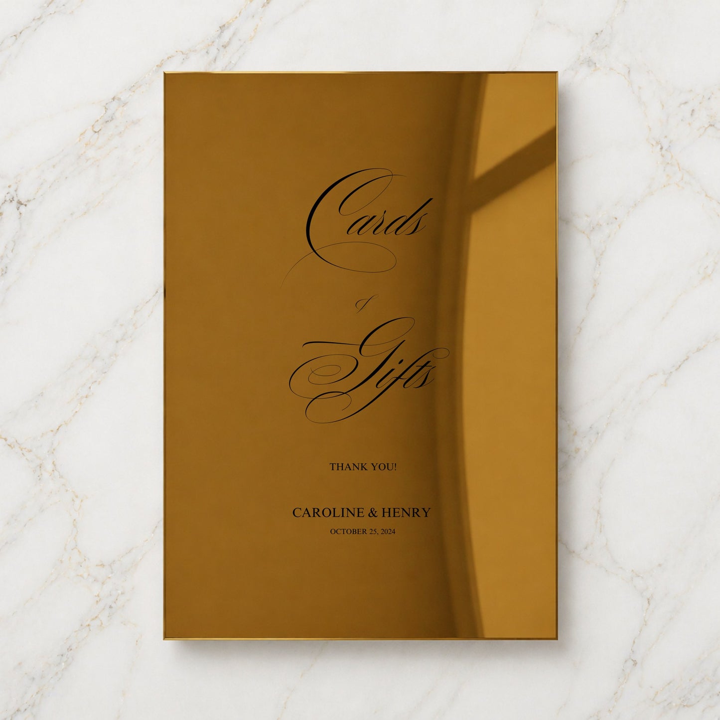 Florence Collection Gold Mirror Wedding Cards & Gifts Sign