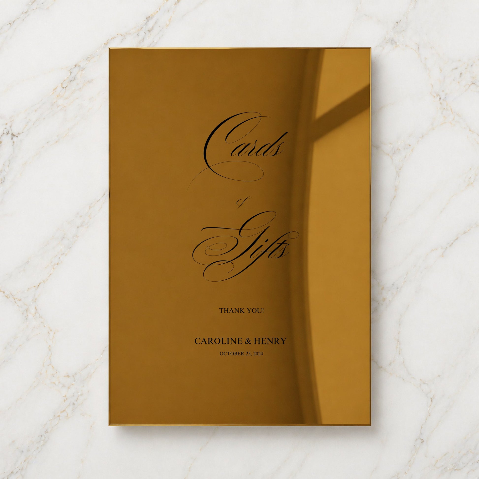 Florence Collection Gold Mirror Wedding Cards & Gifts Sign