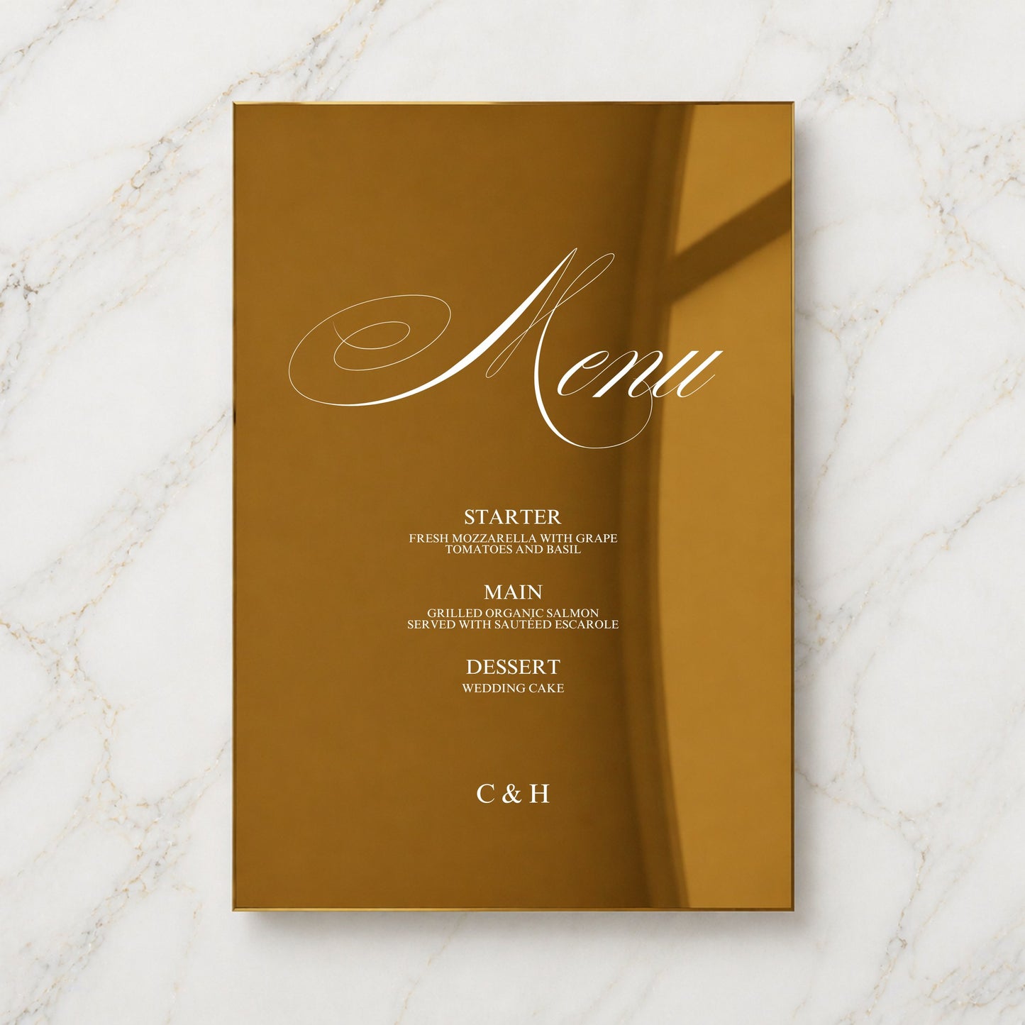 Florence Collection Gold Mirror Wedding Menu Sign