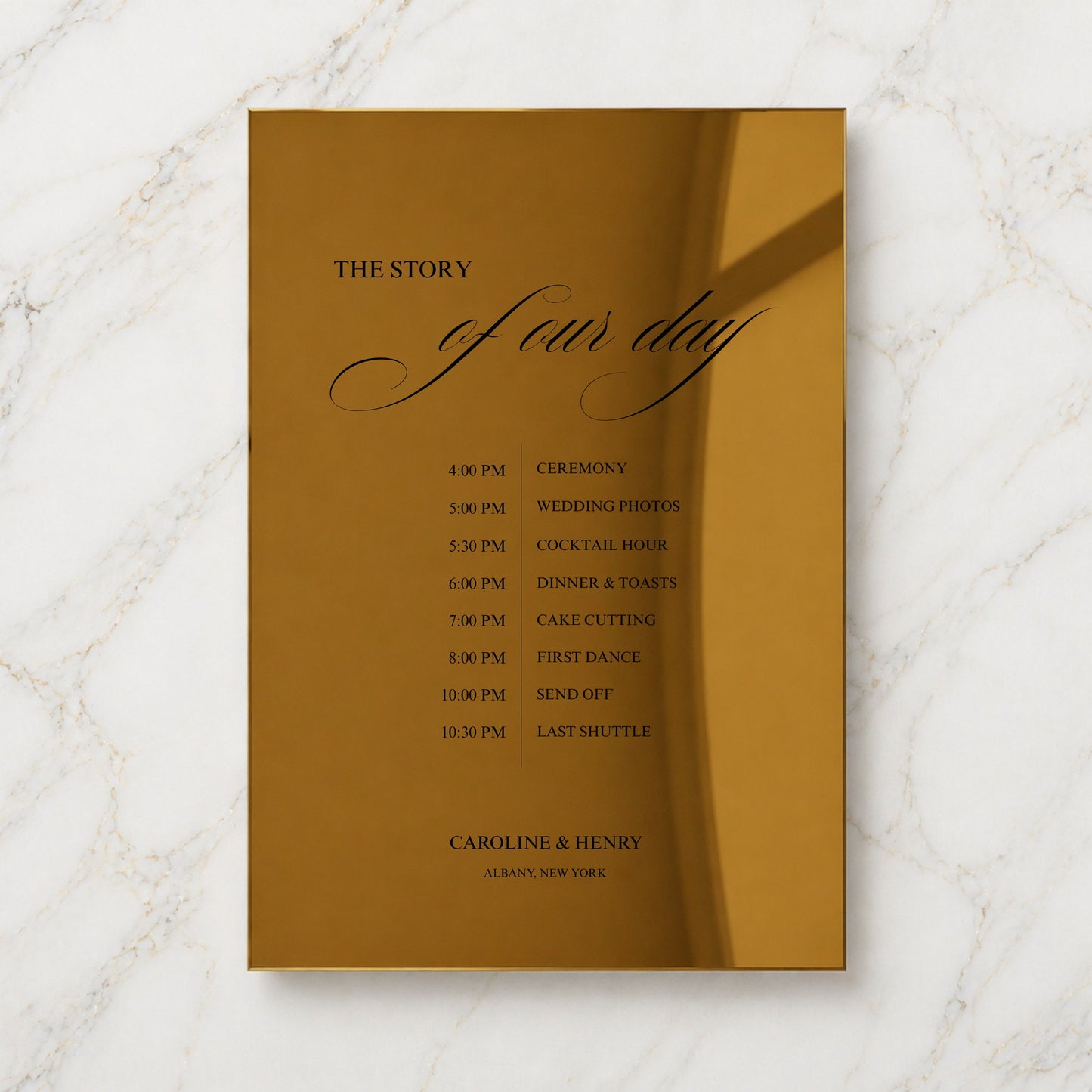 Florence Collection Gold Mirror Wedding Order of Events Sign