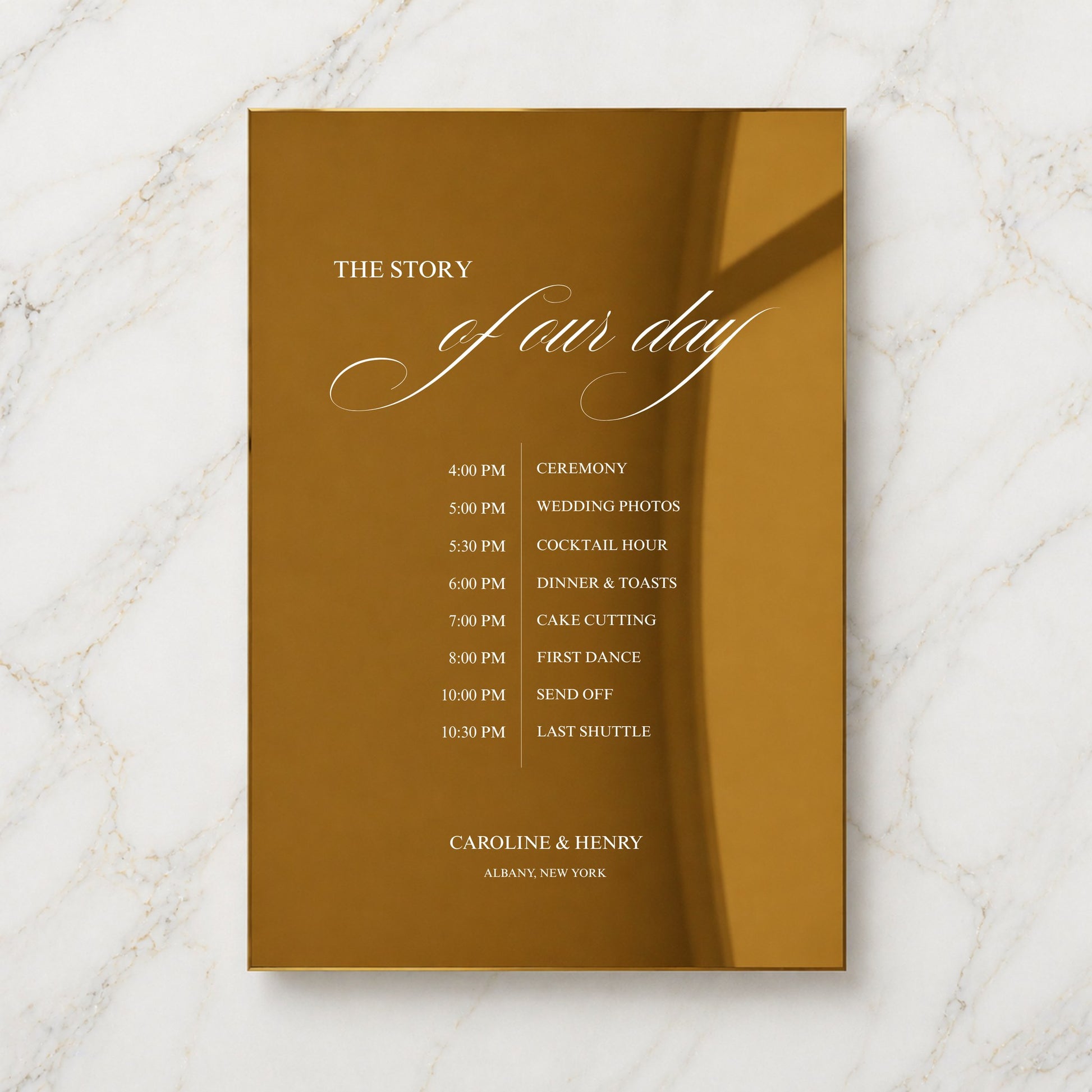 Florence Collection Gold Mirror Wedding Order of Events Sign