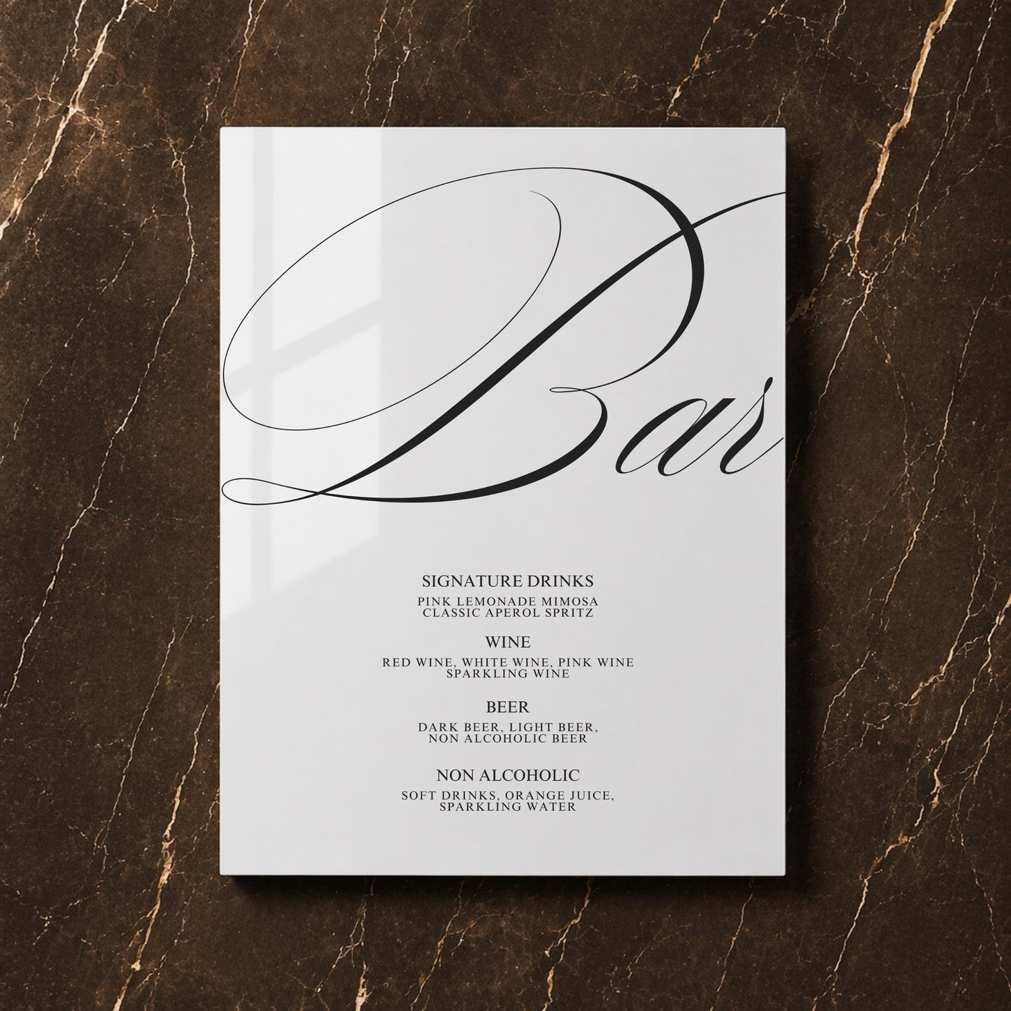 Florence Collection Acrylic Wedding Bar & Drinks Sign