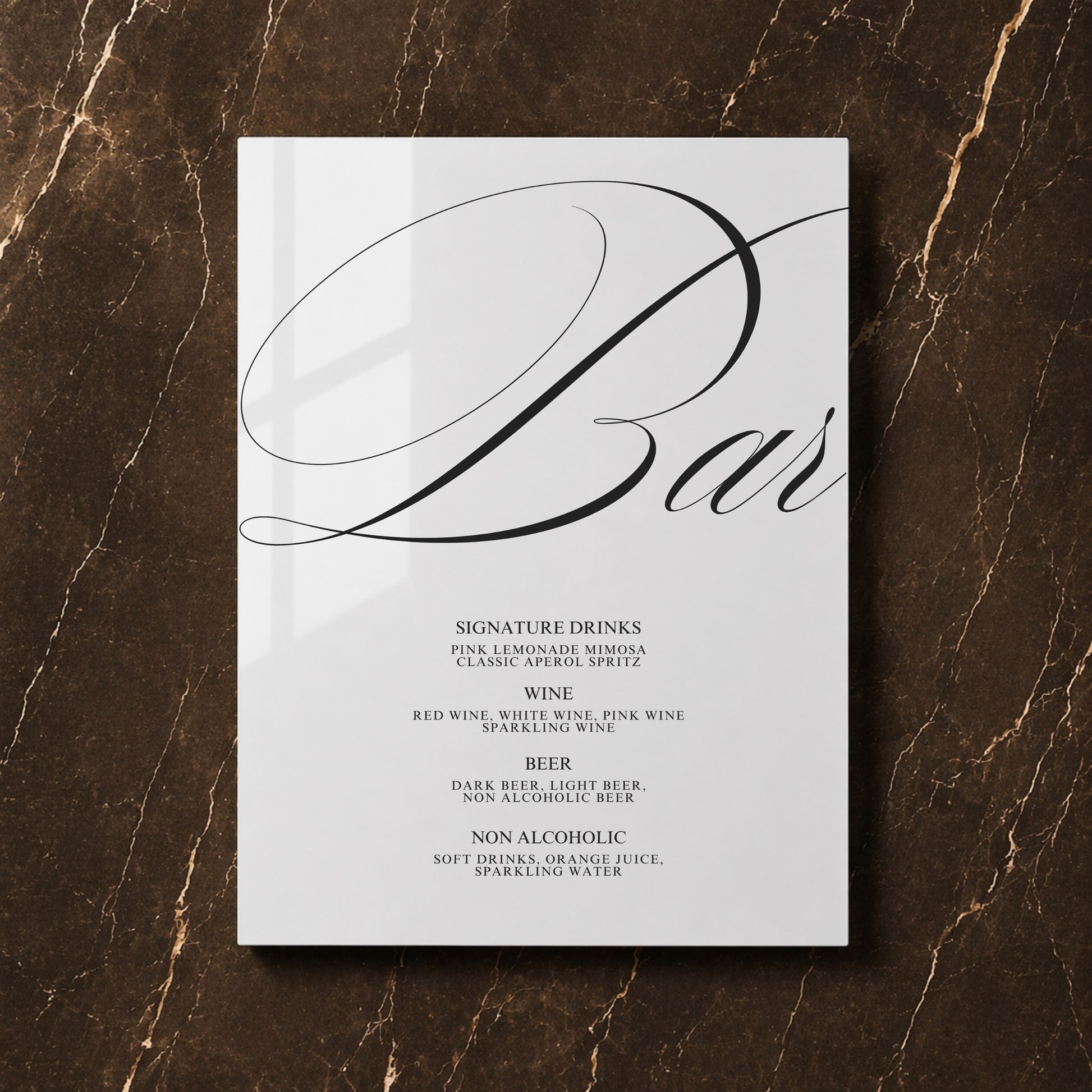 Florence Collection Acrylic Wedding Bar & Drinks Sign