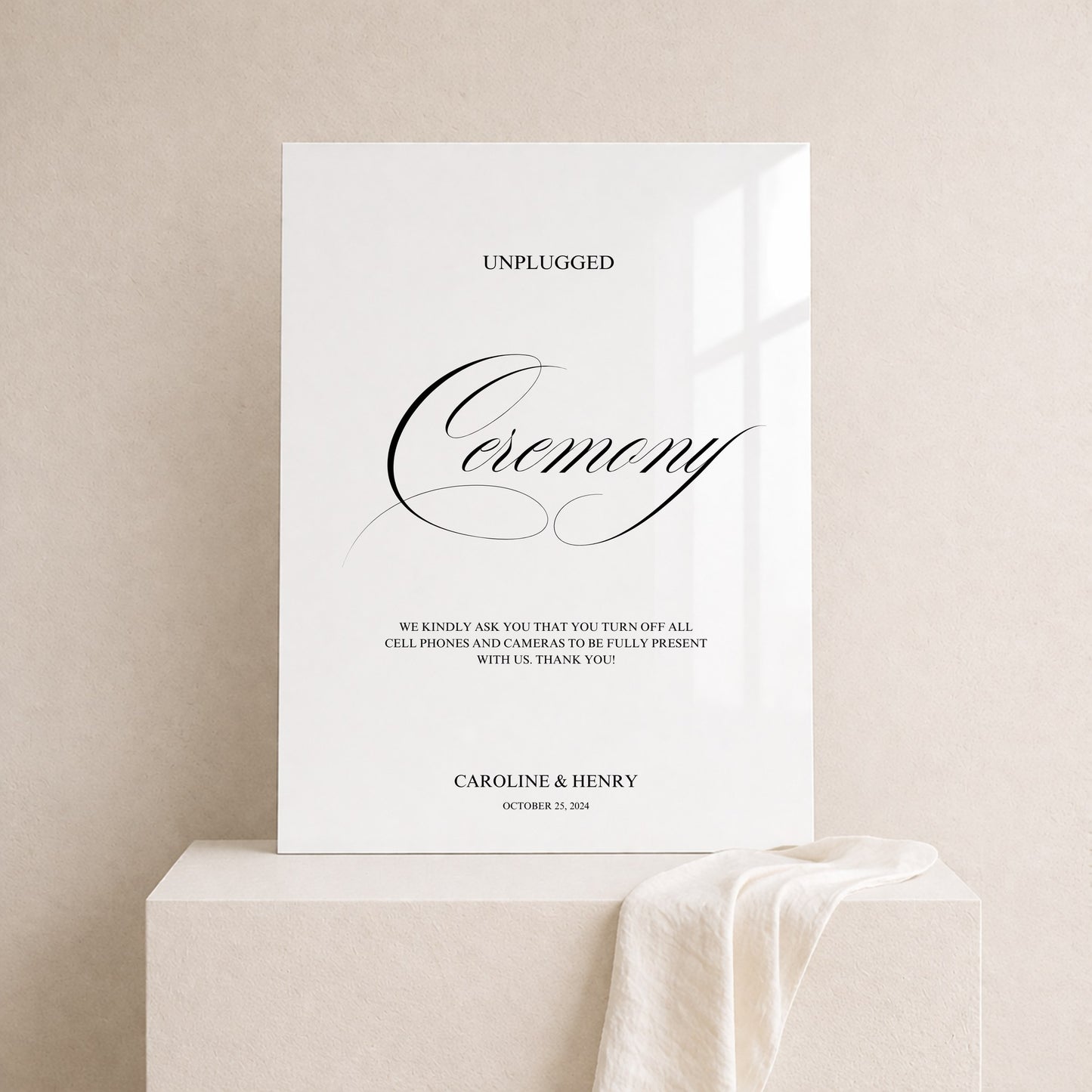Florence Collection Acrylic Wedding Unplugged Ceremony Sign