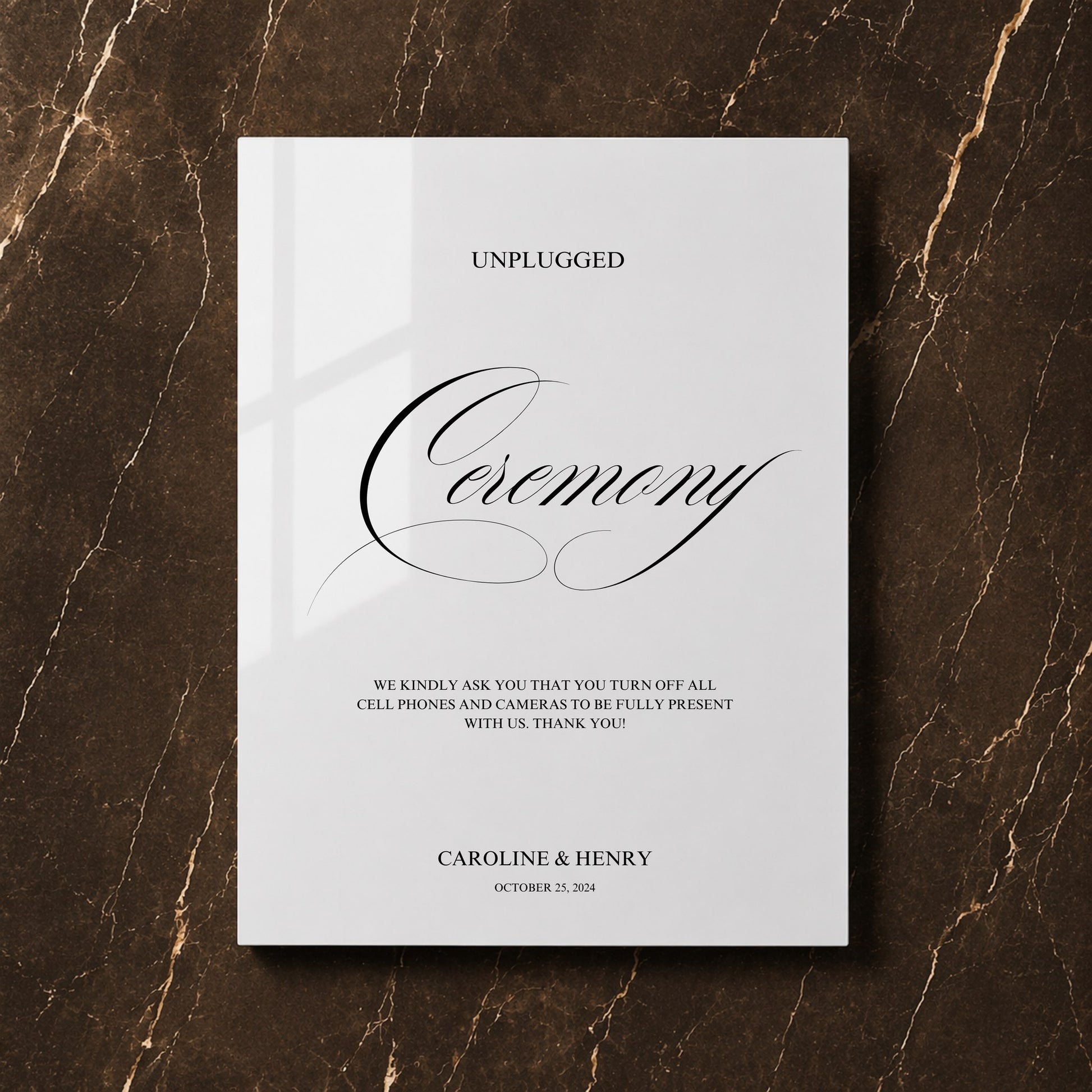 Florence Collection Acrylic Wedding Unplugged Ceremony Sign