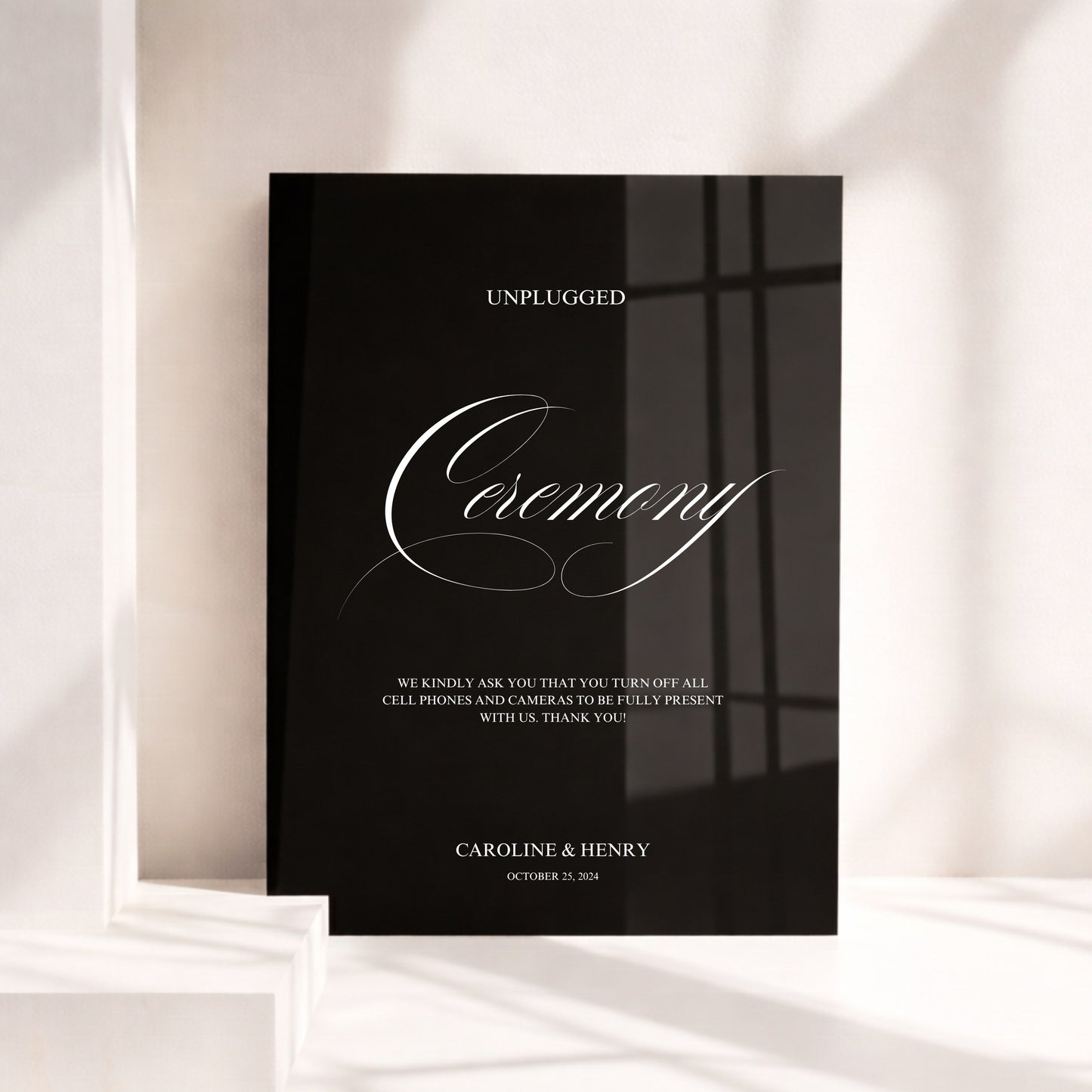 Florence Collection Acrylic Wedding Unplugged Ceremony Sign