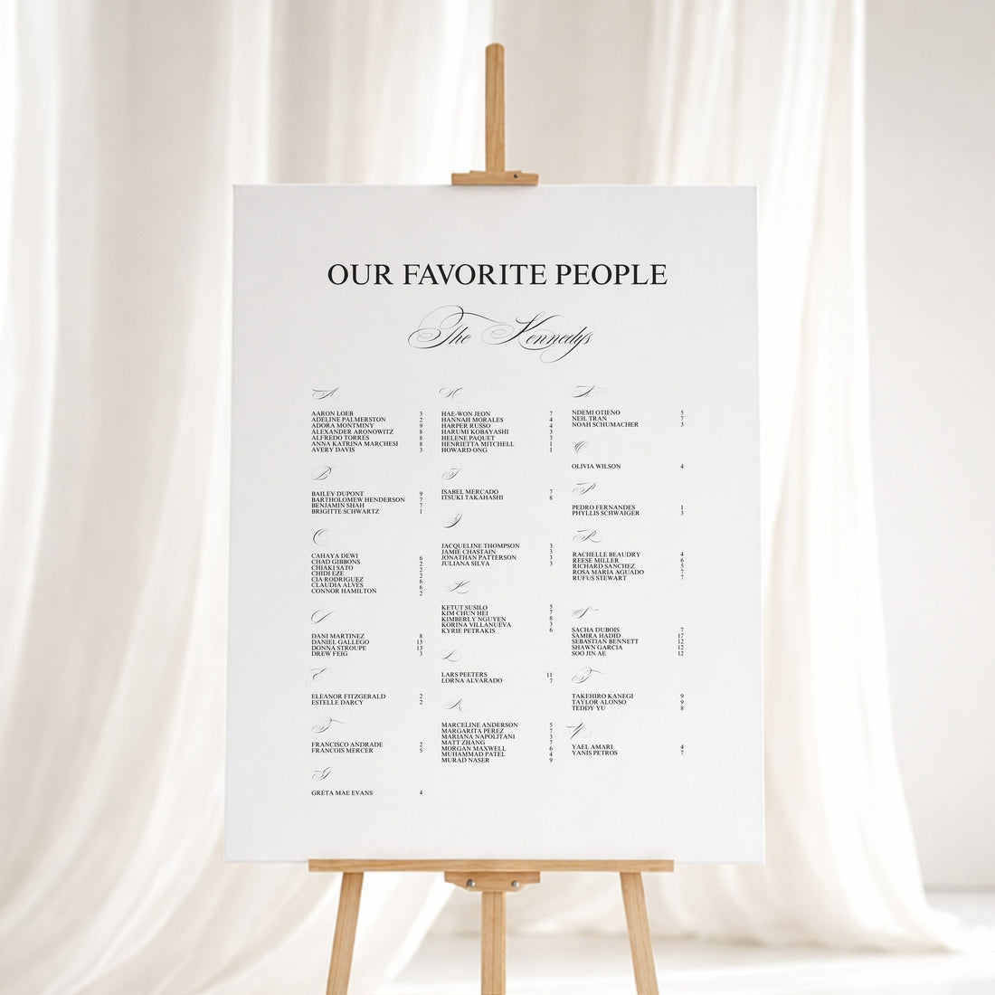 Florence Collection Gatorboard Wedding Seating Chart Sign