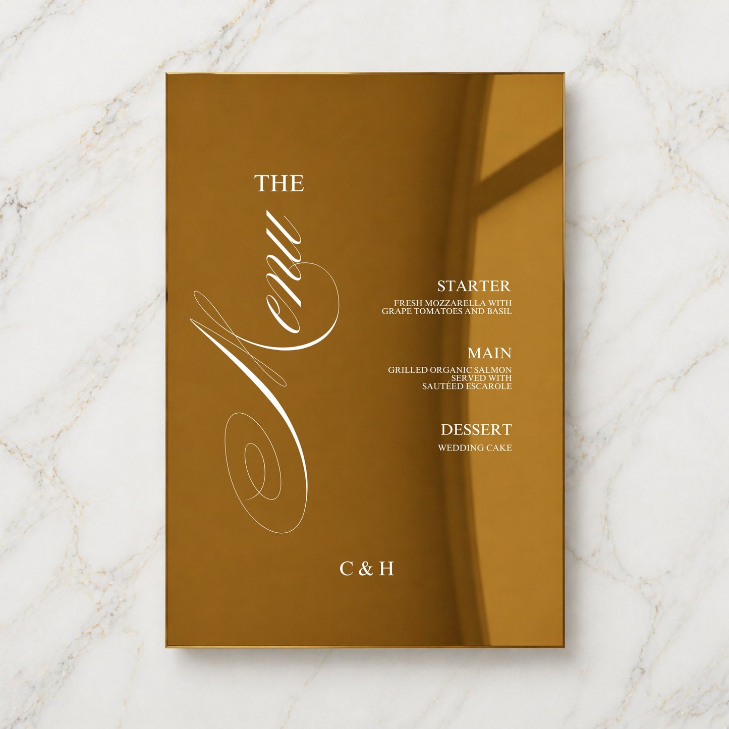 Florence Collection Gold Mirror Wedding Menu Sign