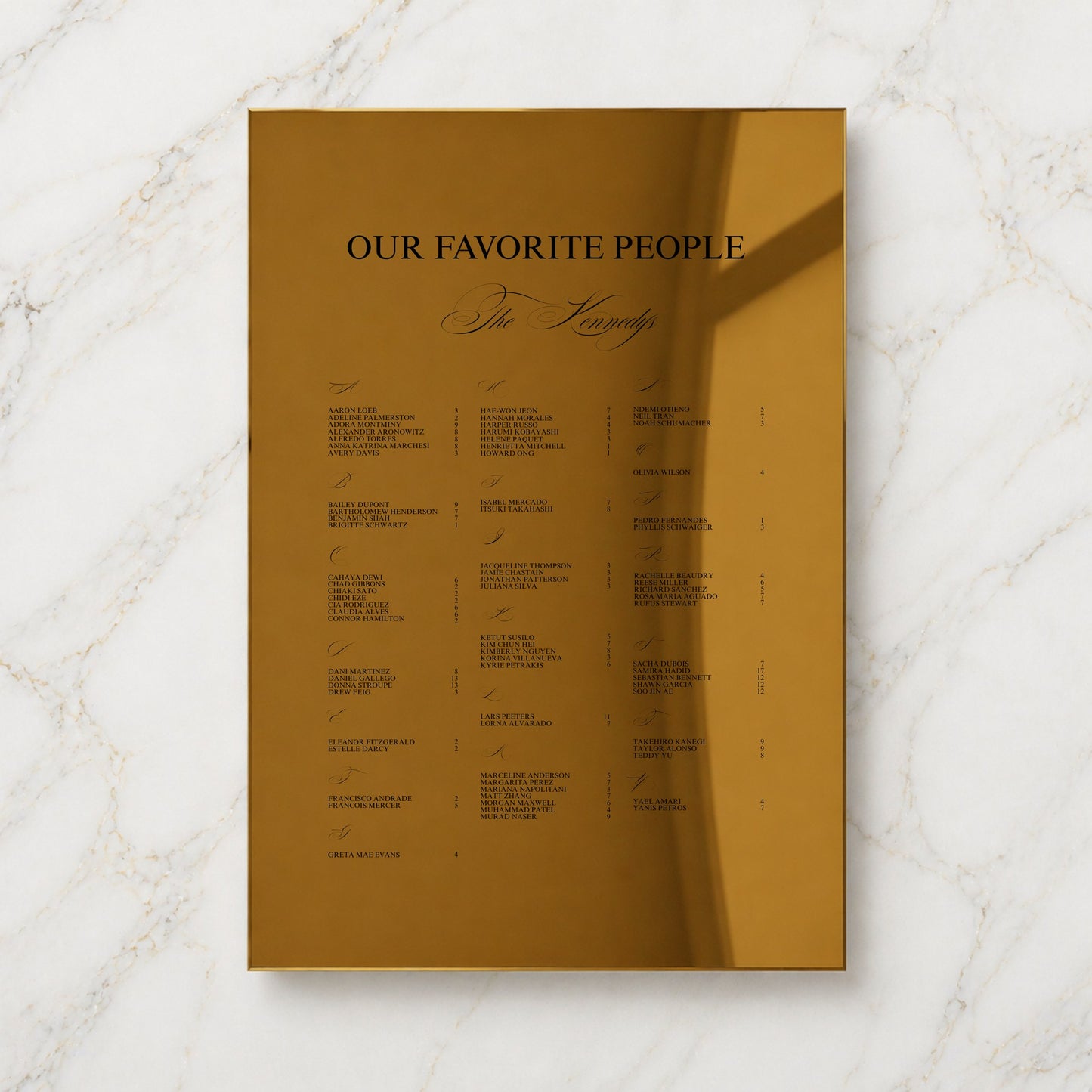 Florence Collection Gold Mirror Wedding Seating Chart Sign