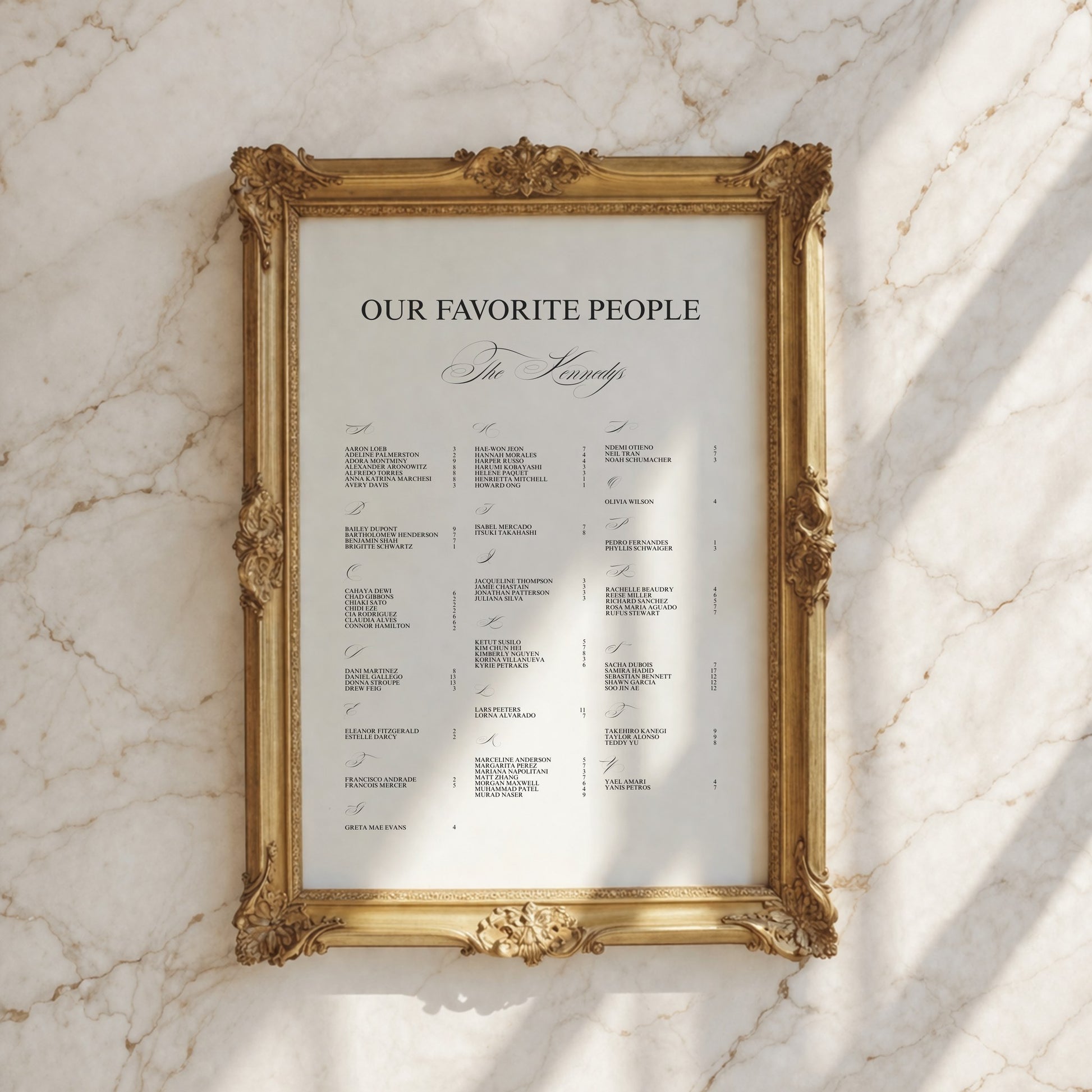 Florence Collection Poster Wedding Seating Chart Sign