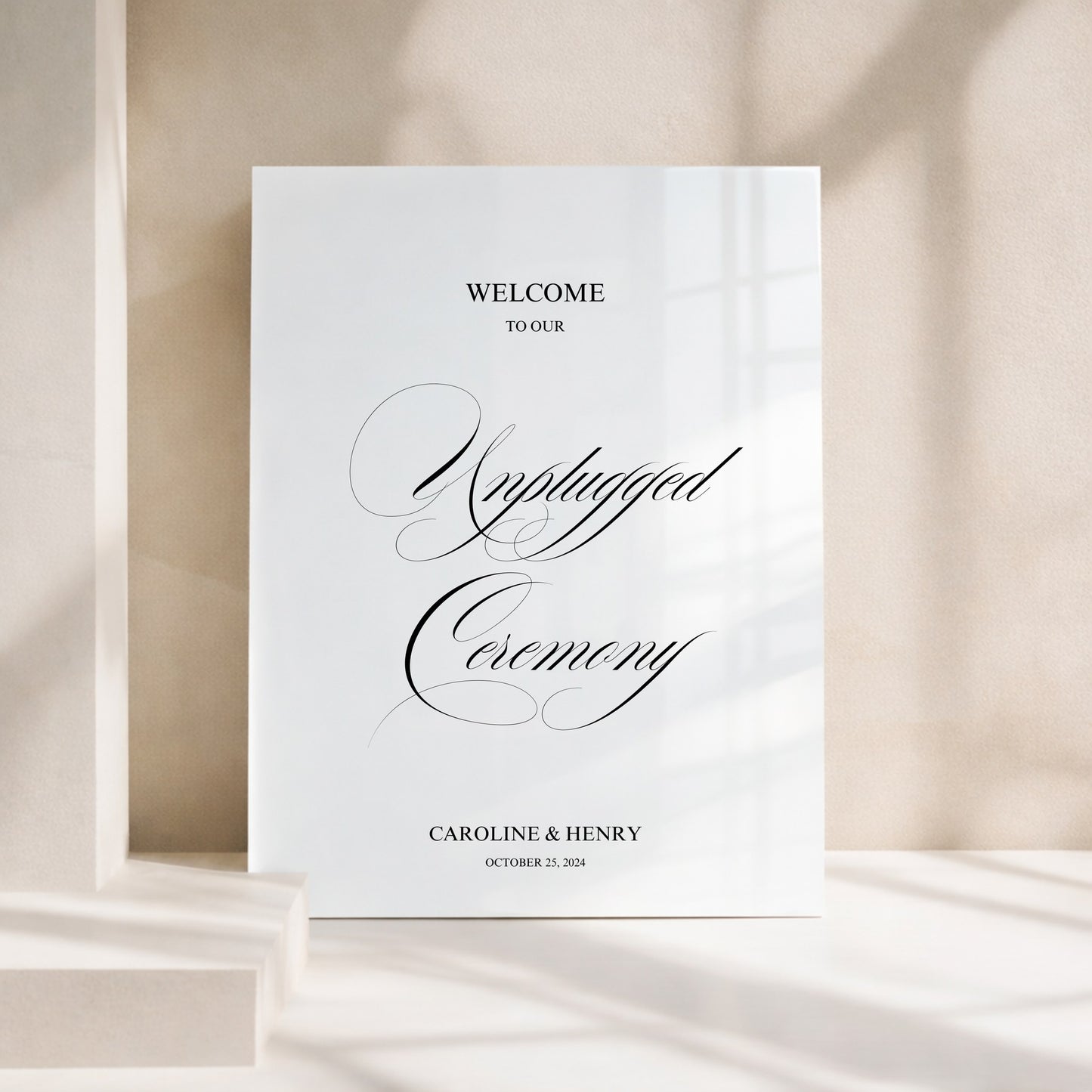 Florence Collection Acrylic Wedding Unplugged Ceremony Sign
