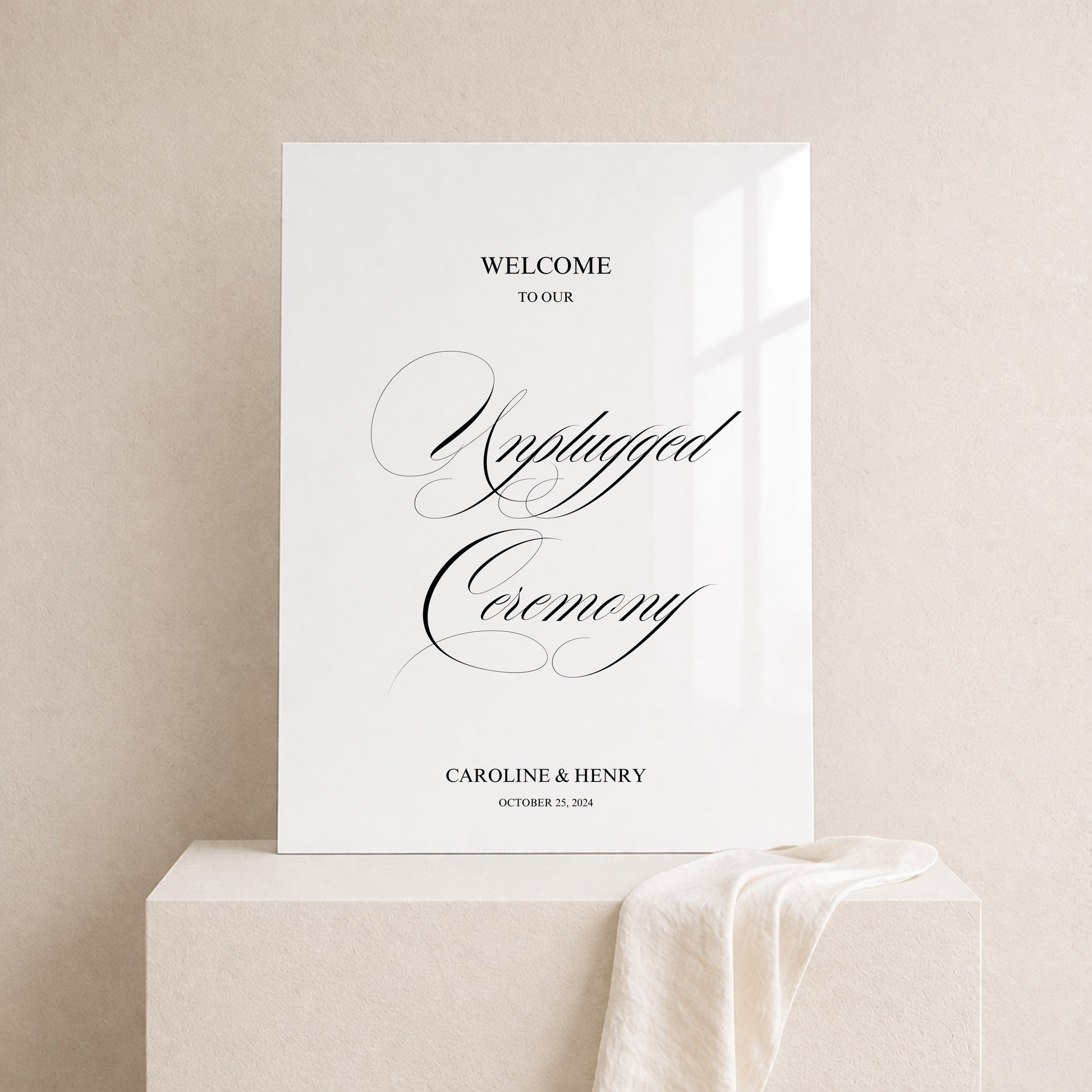 Florence Collection Acrylic Wedding Unplugged Ceremony Sign