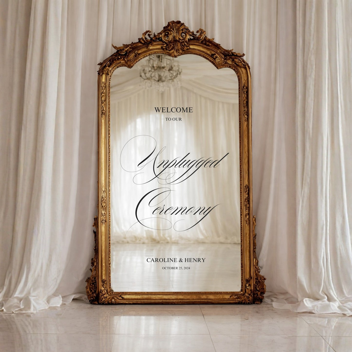 Florence Collection Decal Wedding Unplugged Ceremony Sign